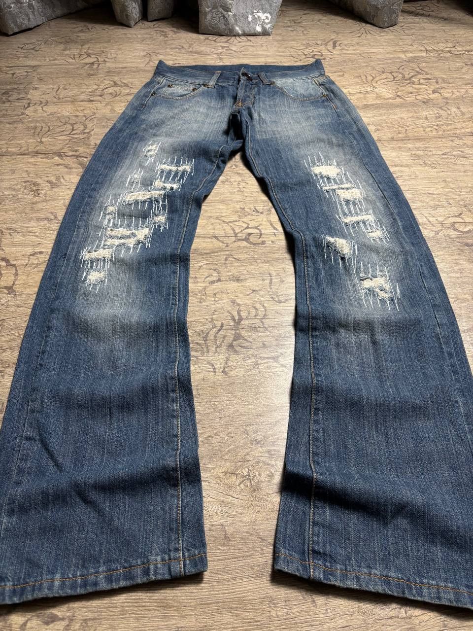 Japanese Brand DIRTY💣💣 Flare Hysteric Glamour vibe Japanese Fade Jeans Size US 29 - 3 Thumbnail