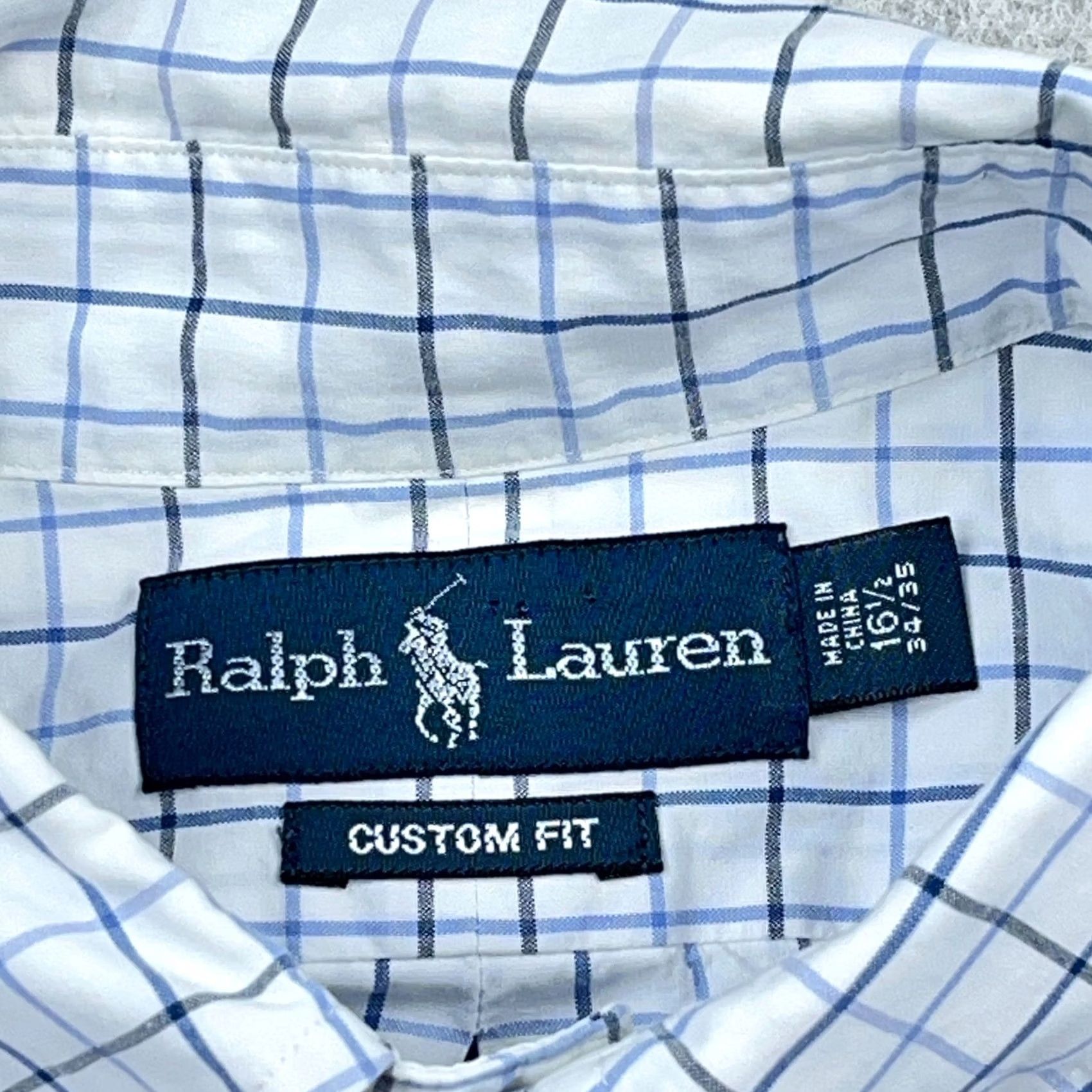 Ralph Lauren Ralph Lauren Shirt Men Large White Blue Button Up Poplin Custom Fit Plaid 16.5 Size US L / EU 52-54 / 3 - 3 Thumbnail
