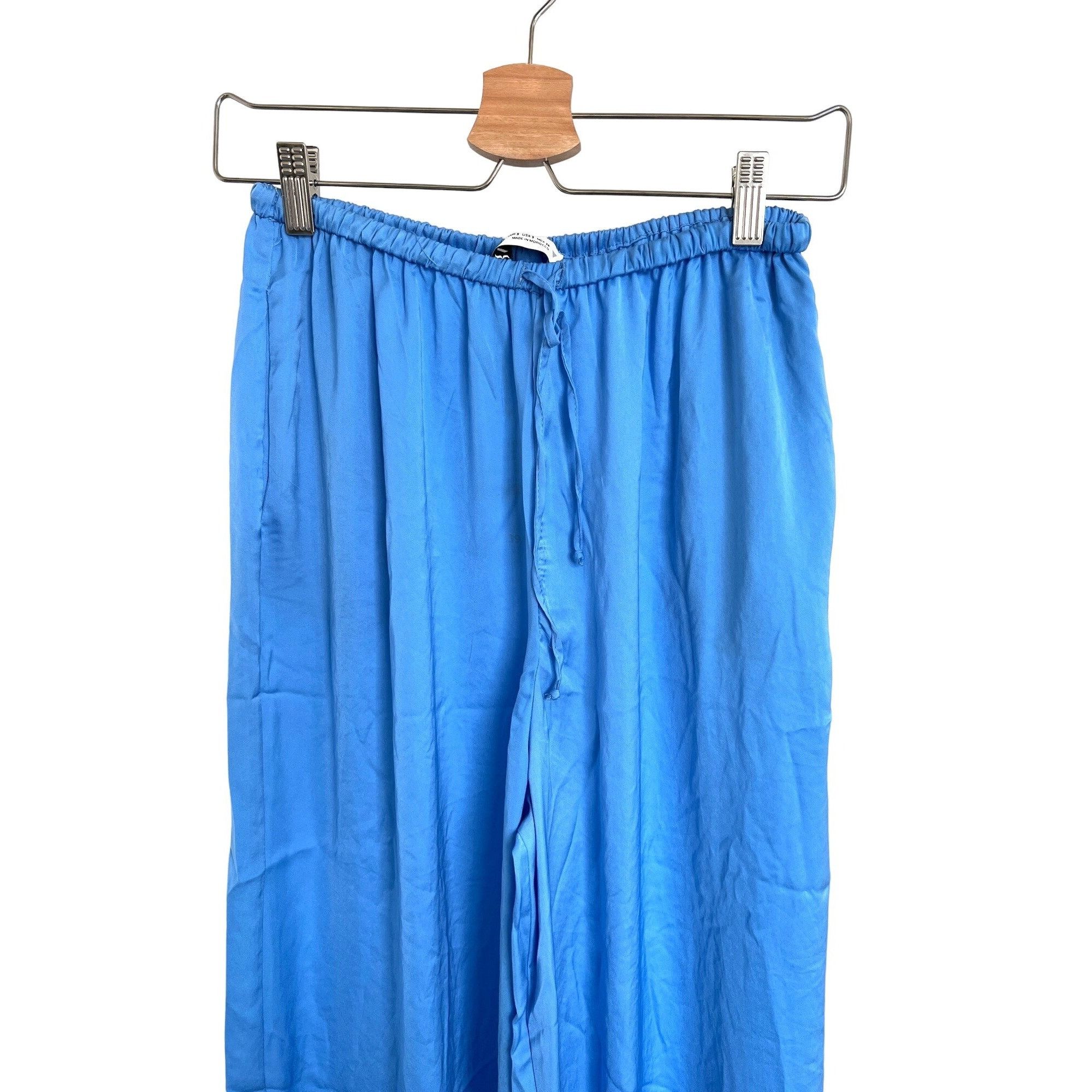 Zara Zara Light Blue Silky Wide-Leg Palazzo Pants Size 27" / US 4 / IT 40 - 3 Thumbnail