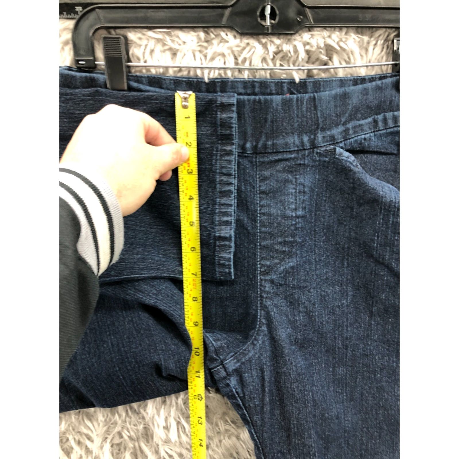 Vintage CHIC Jeans Jegging Dark Wash Blue Denim Stretch Size 8P Petite Womens High Rise 27in Inseam 5-Pocket Size 30" / US 8 / IT 44 - 4 Thumbnail