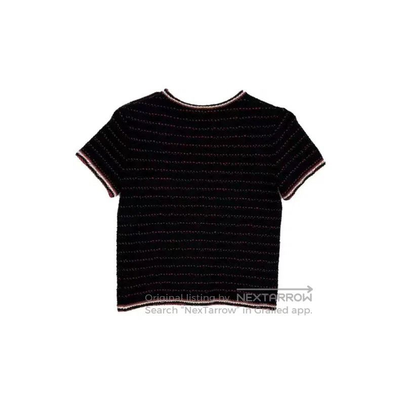 Chanel Chanel Dark blue striped button pattern elastic knitted sh Size XXS / US 00 / IT 34 - 2 Thumbnail