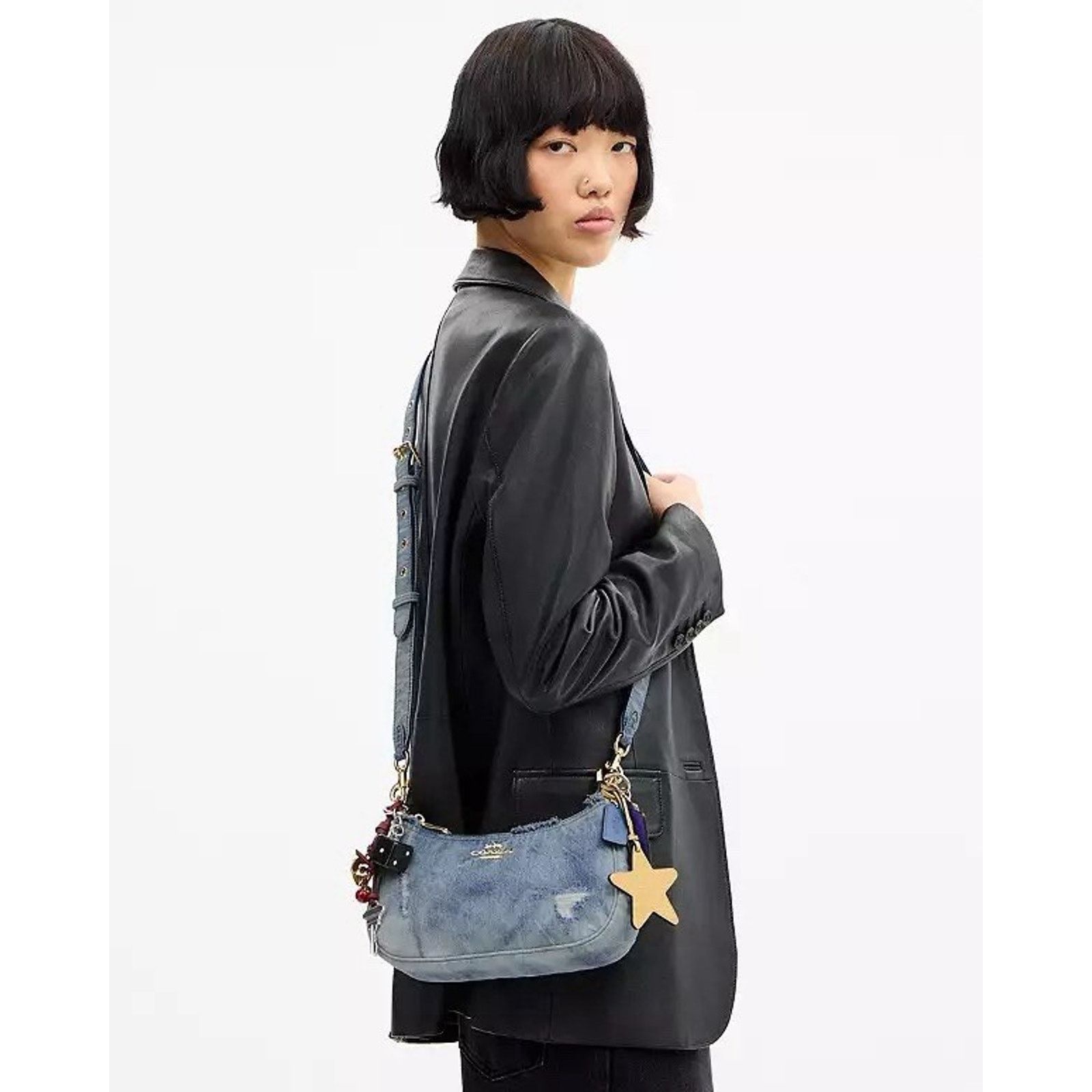 Coach NWT COACH CDY76 Teri Shoulder Bag Loved Denim Charms Size ONE SIZE - 16 Thumbnail