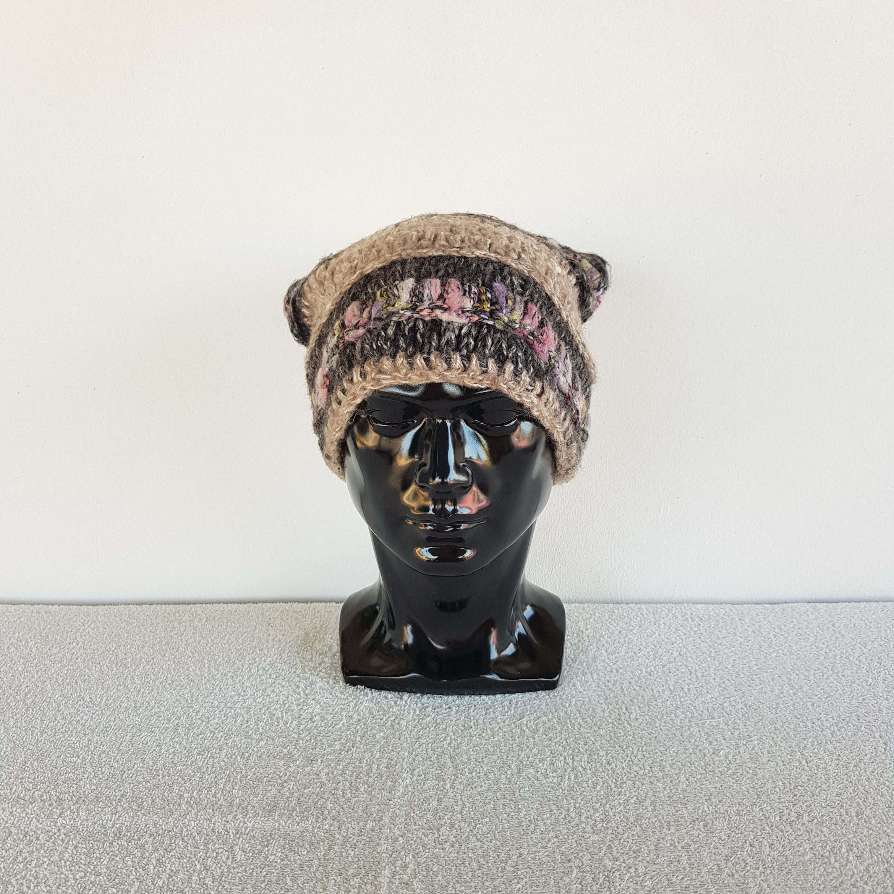 Homespun Knitwear × Other Vintage 90s Knitted Slouchy Beanie Crochet Snow Caps Hats Size ONE SIZE - 1 Thumbnail