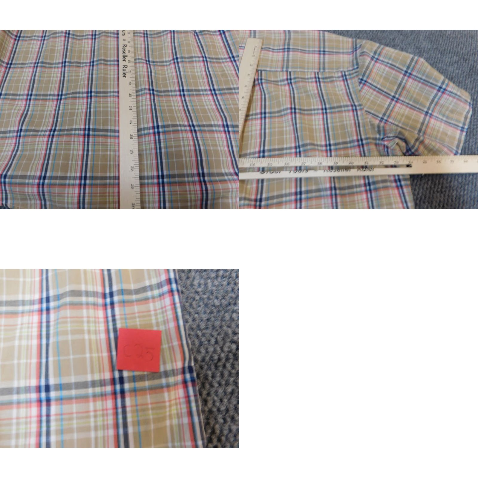 Vintage Saddlebred Shirt Men L Beige Plaid Button-Down Easy Care Slimming Pockets Logo Vintage No (Adult Regular) Size US L / EU 52-54 / 3 - 8 Thumbnail