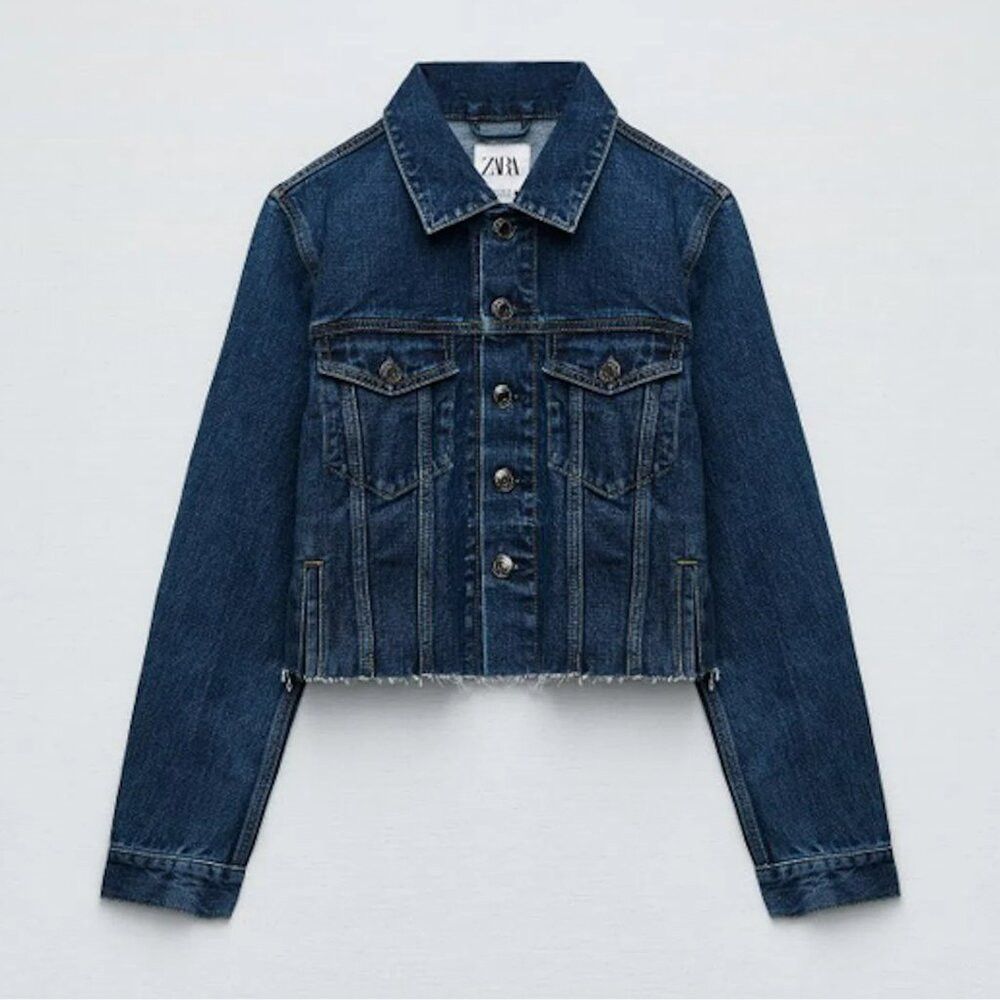 Zara NWT New Zara Cropped Denim Jacket Size S Size S / US 4 / IT 40 - 1 Thumbnail