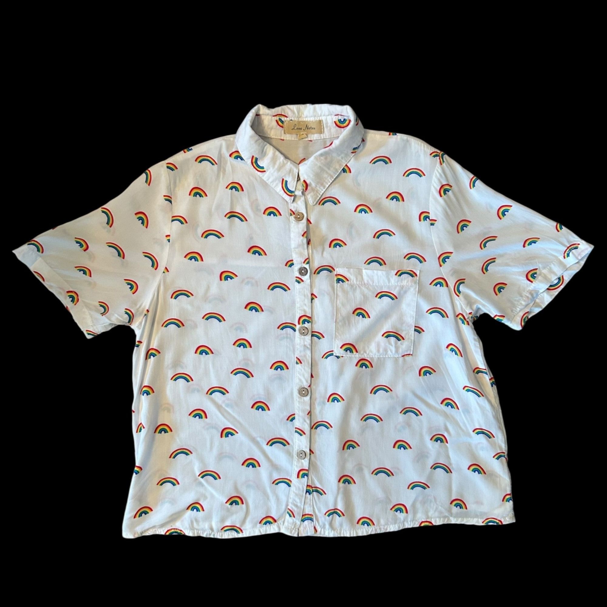 Other Love Notes Novelty Rainbow Print Semi Cropped Button Up Shir Size S / US 4 / IT 40 - 1 Thumbnail