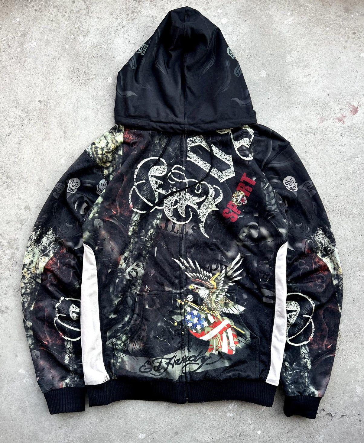 Ed Hardy CRAZY VINTAGE ED HARDY LOS ANGELES ZIPPER HOODIE Size US L / EU 52-54 / 3 - 1 Thumbnail