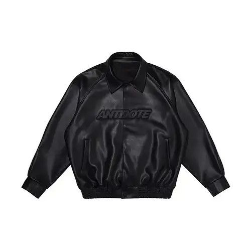 Other Black motorcycle leather bomber PU leather jacket Size US L / EU 52-54 / 3 - 4 Thumbnail