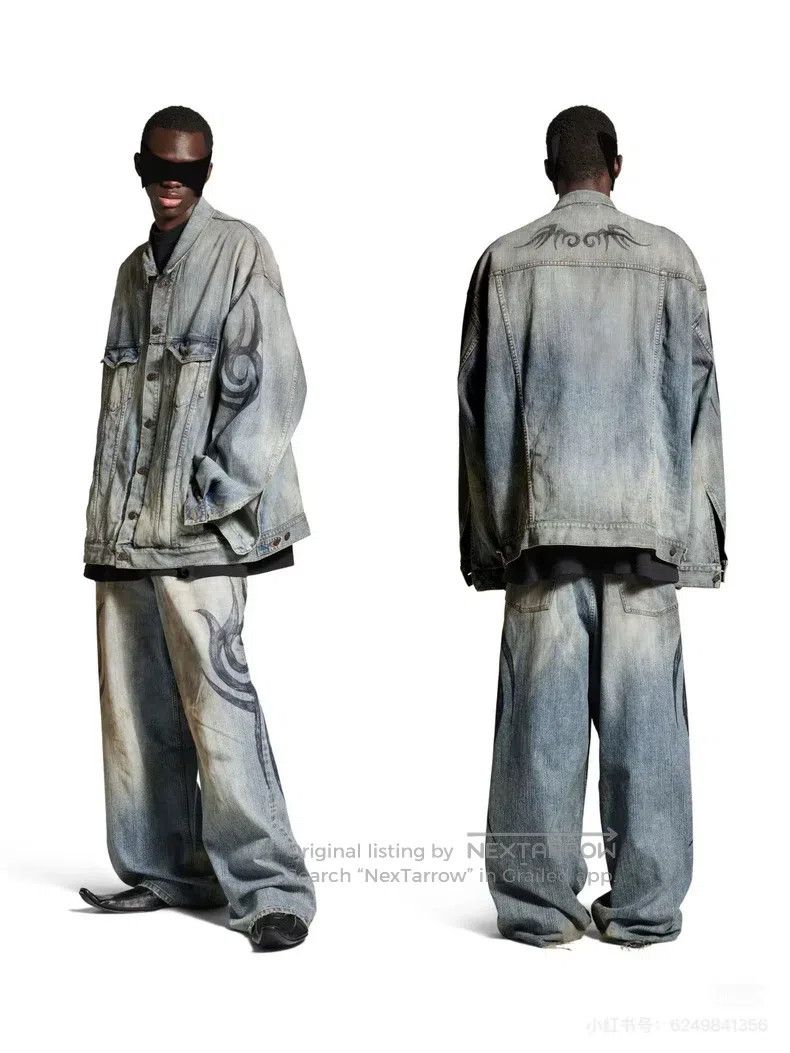 Balenciaga Balenciaga Dragon totem making old denim jacket coat Size US S / EU 44-46 / 1 - 5 Thumbnail
