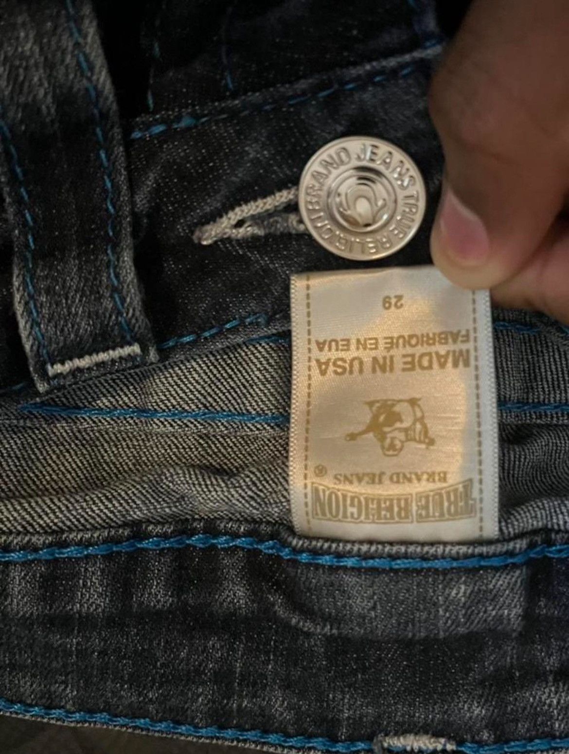 True Religion True Religion Blue Lined Skinny Fit Jeans Size 29" - 3 Thumbnail