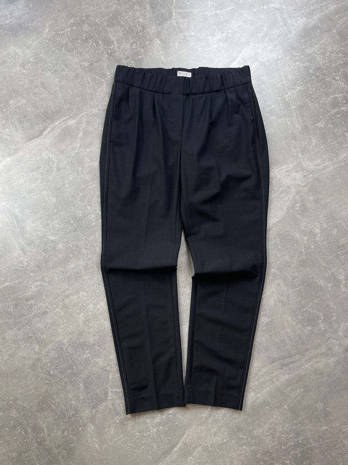 Brunello Cucinelli Brunello Cucinelli Black Wool Tapered Pants Elegant Tailored Size 27" / US 4 / IT 40 - 2 Thumbnail