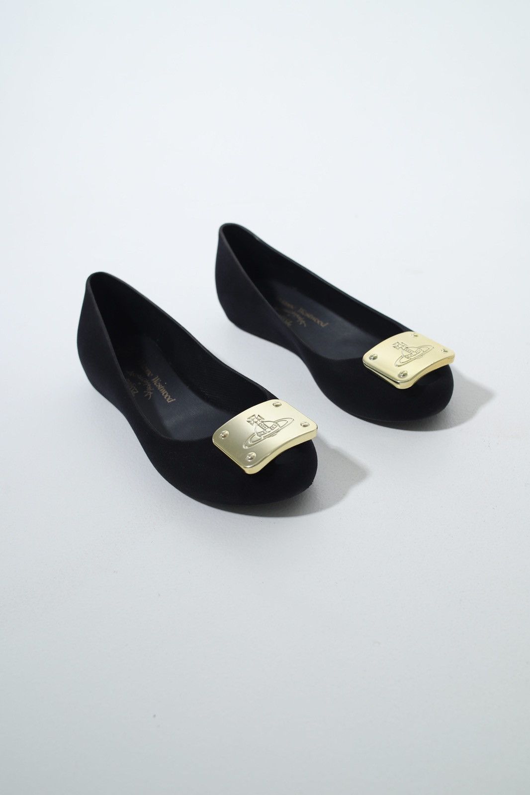 image of Vivienne Westwood × Melissa Anglomania Balet Orb Flats in Black, Women's (Size 8)