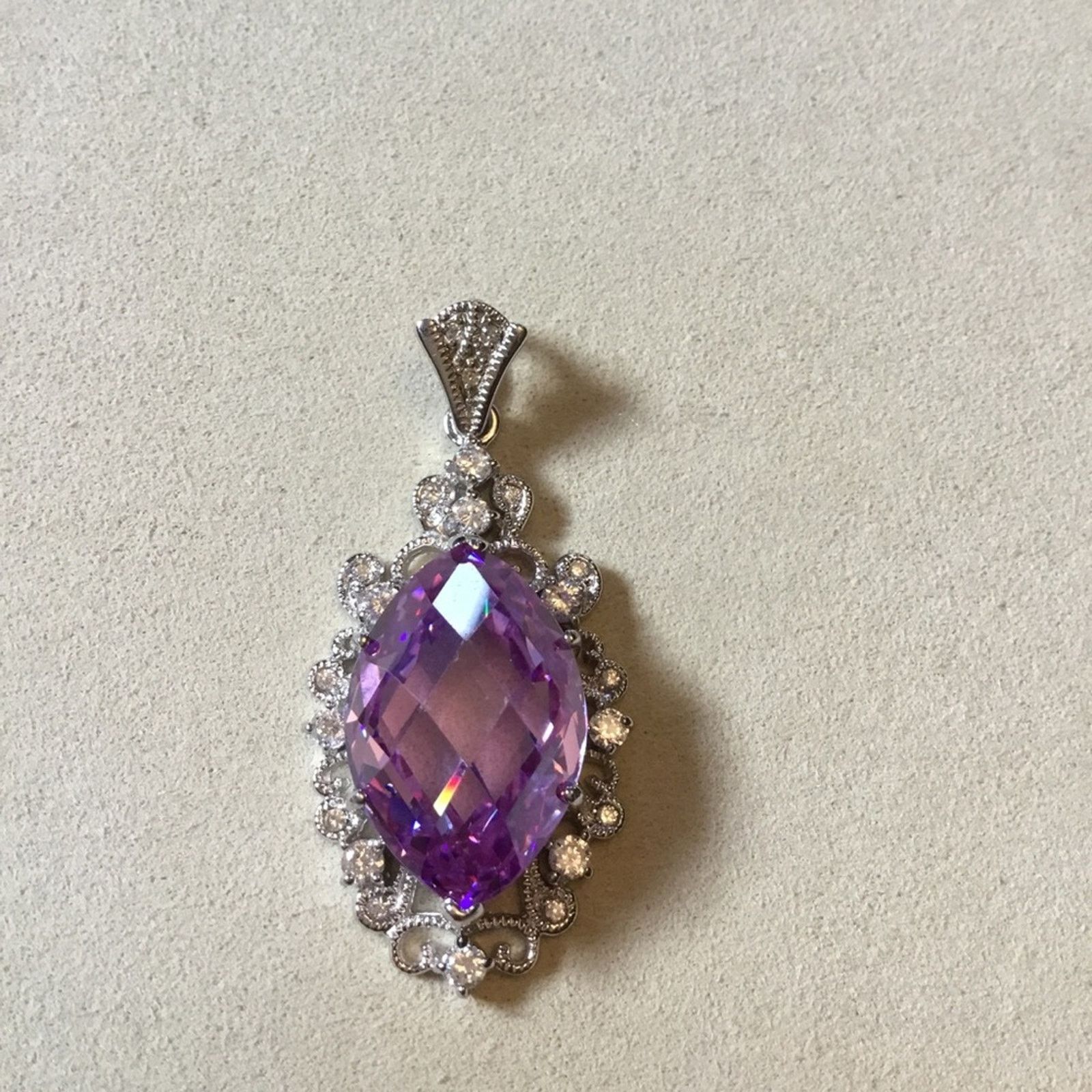 Other Sterling Silver Purple Crystal Statement Pendant Size ONE SIZE - 8 Thumbnail