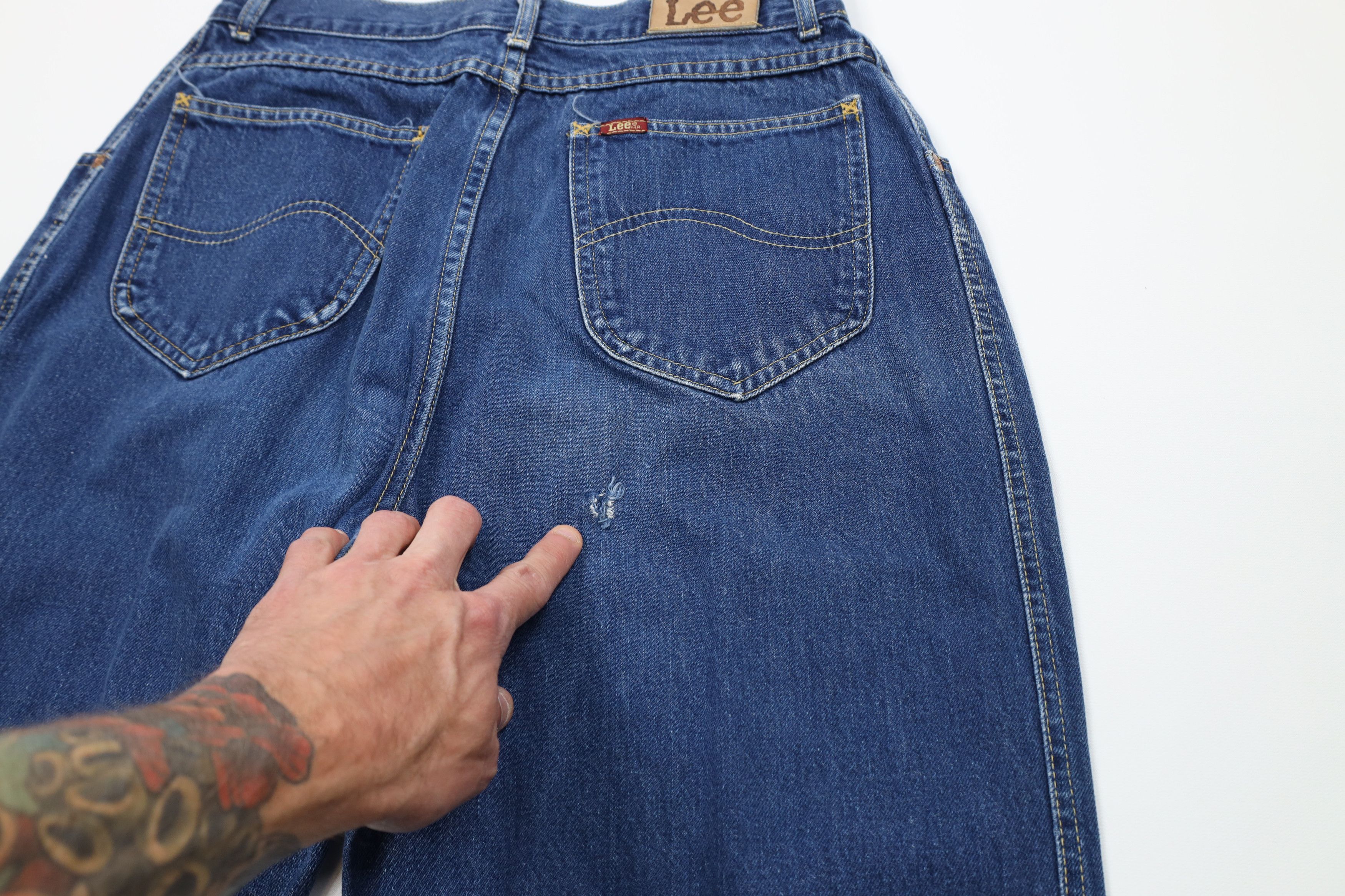 Lee Vintage 80s 90s Lee High Waisted Tapered Leg Jeans USA Blue Size 36" / US 14 / IT 50 - 8 Thumbnail