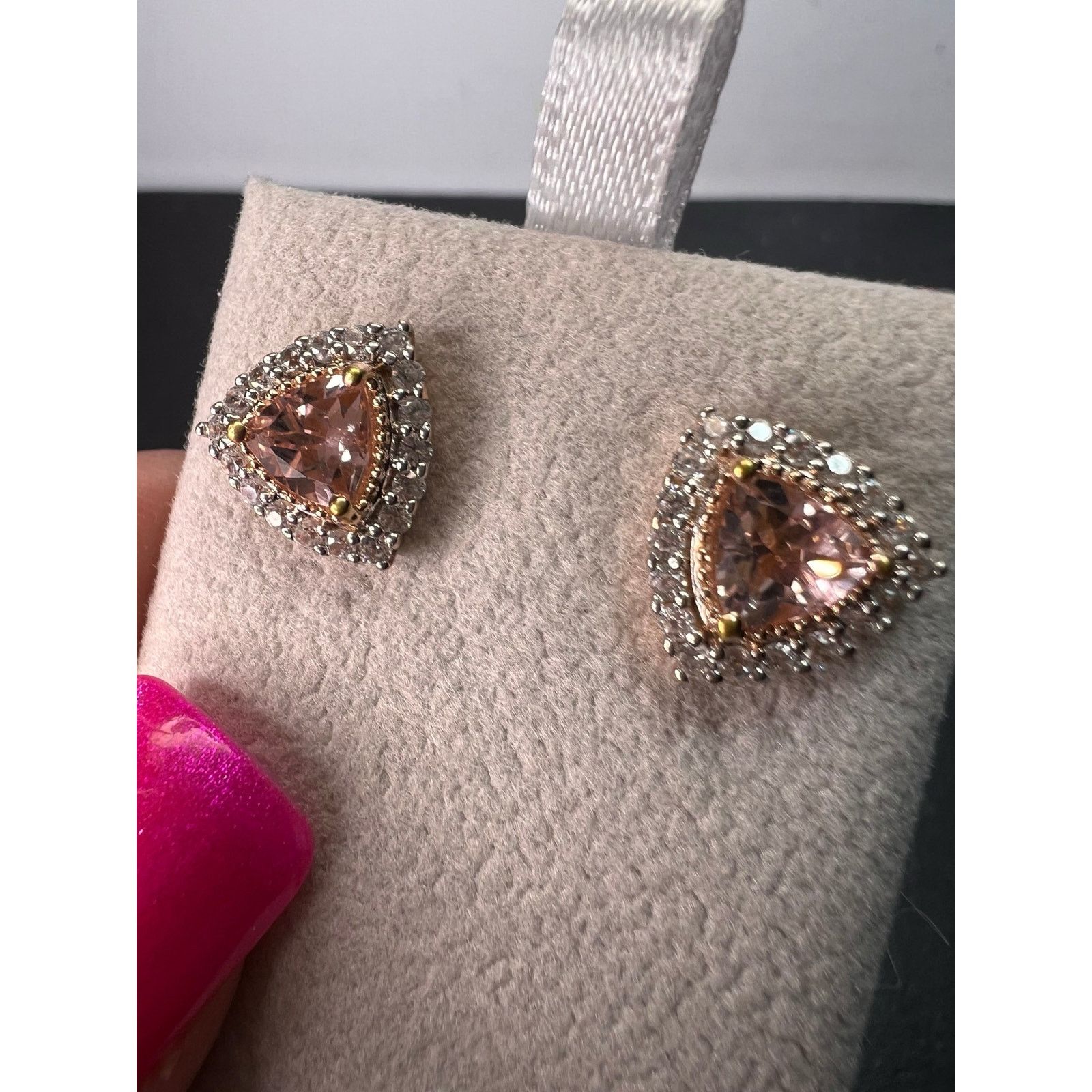 Other Morganite and zircon rose gold over sterling stud earrings Size ONE SIZE - 1 Thumbnail