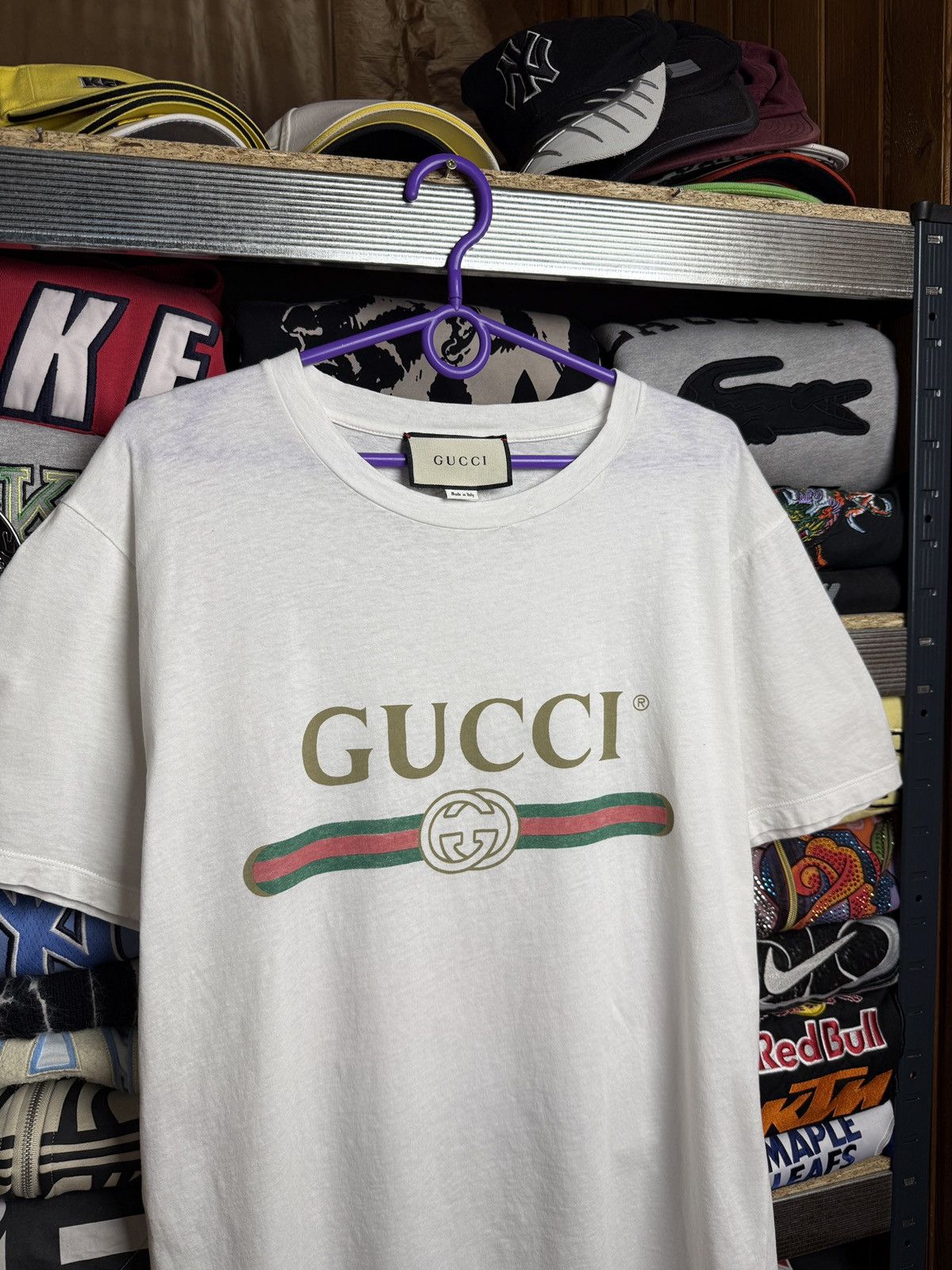 Gucci Gucci Big Logo White Tee Embroidered Flower Size US S / EU 44-46 / 1 - 3 Thumbnail