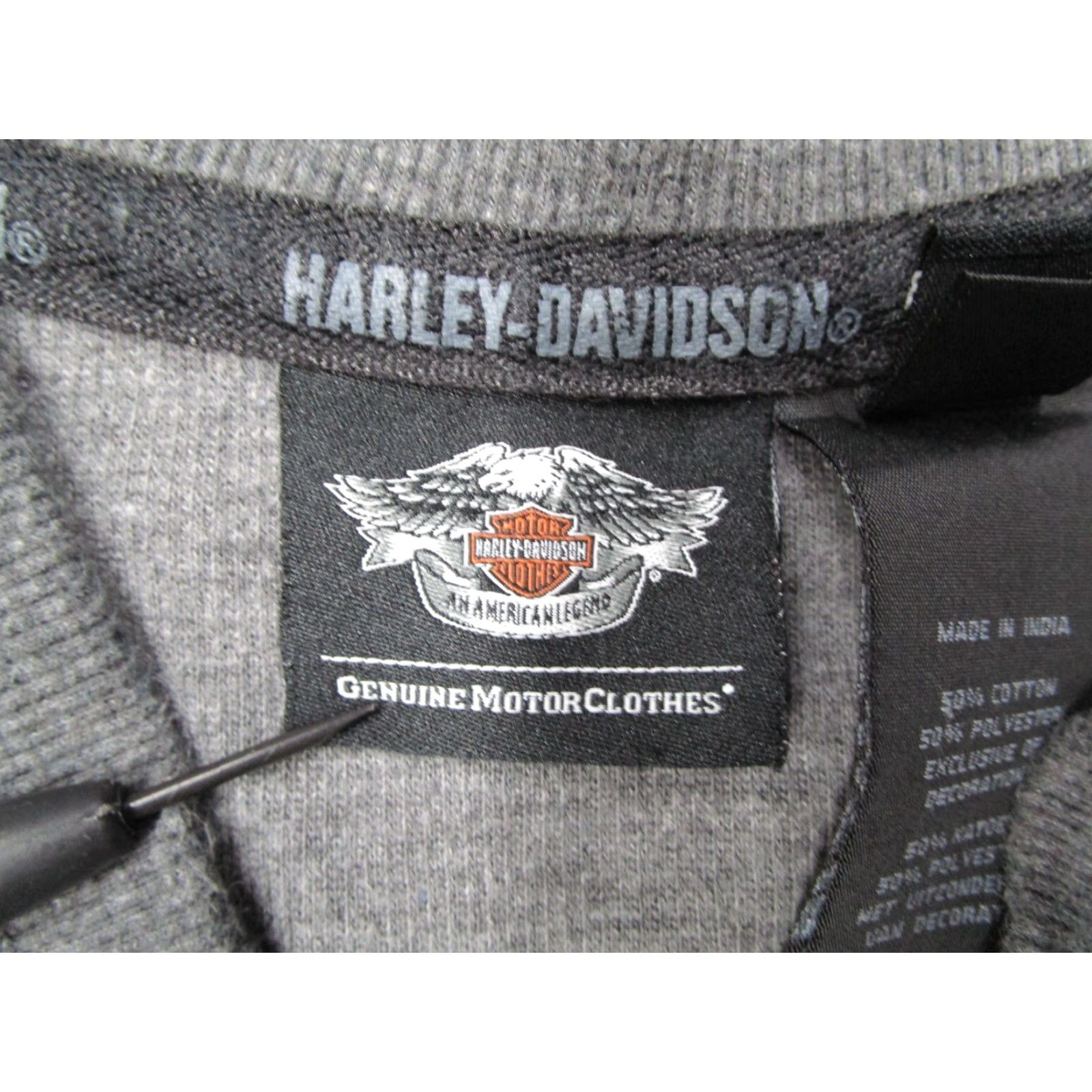 Harley Davidson Harley-Davidson Shirt Men Large Gray Long Sleeve Henley Pullover Motorcycle Work Size US L / EU 52-54 / 3 - 3 Thumbnail