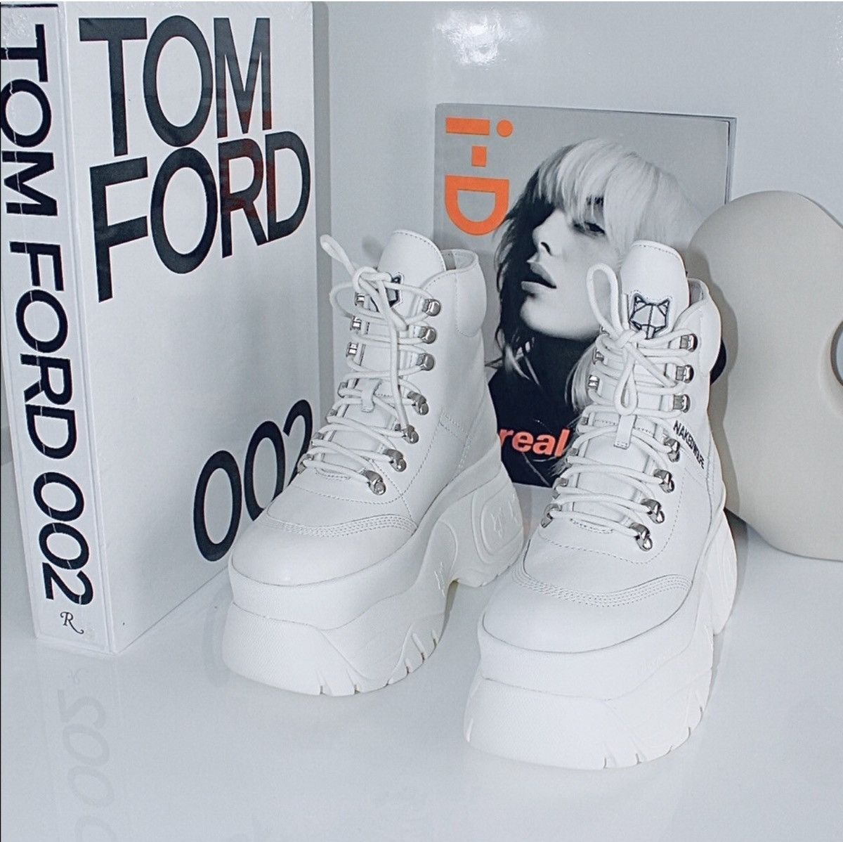 NAKED WOLFE NAKED WOLFE Spike White Leather Boots Size US 8 / IT 38 - 1 Thumbnail