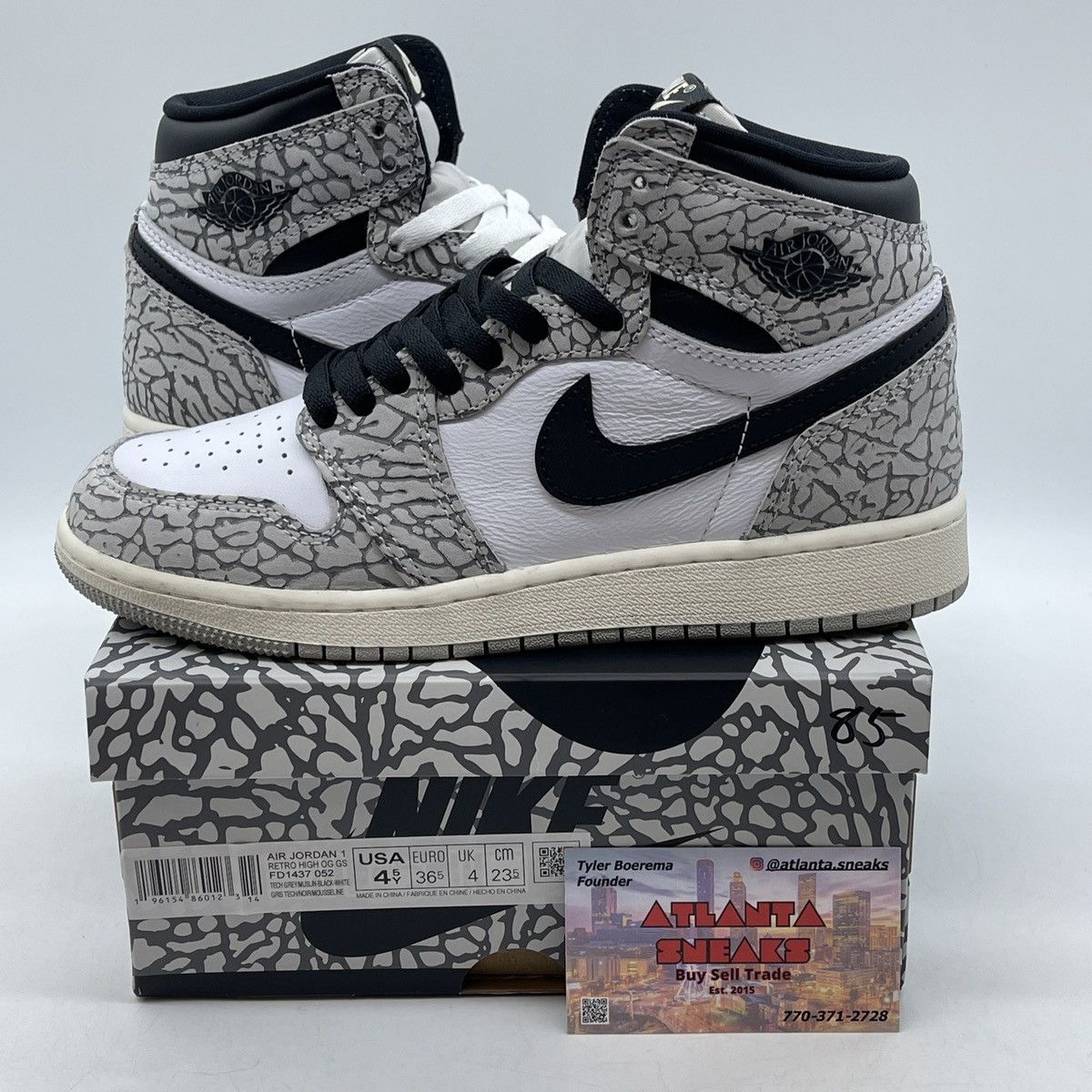 Jordan Brand Air Jordan 1 high white cement Size US 4.5 / IT 34.5 - 1 Thumbnail