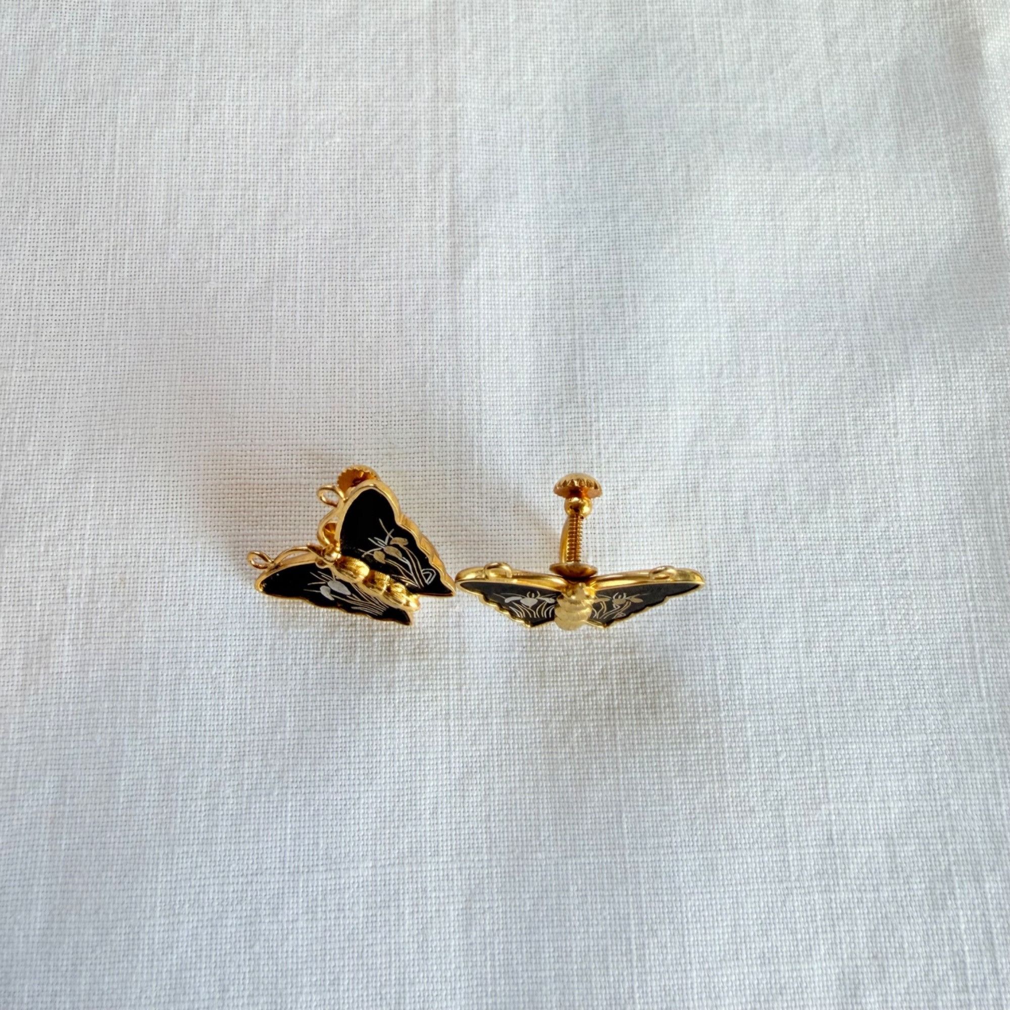 Vintage Vintage Amita Japan Damascene Iris Butterfly Screw-Back Earr Size ONE SIZE - 2 Thumbnail