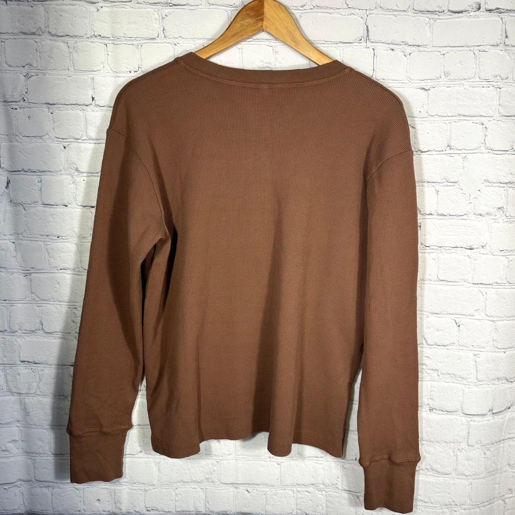 Vintage American Giant Womens Henley Shirt Brown Long Sleeve S Made in USA Size S / US 4 / IT 40 - 7 Thumbnail