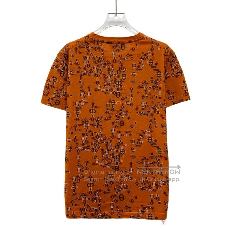 Hermes Hermes Orange Lock扣Printed Cotton Round Collar Short Sleev Size S / US 4 / IT 40 - 2 Thumbnail