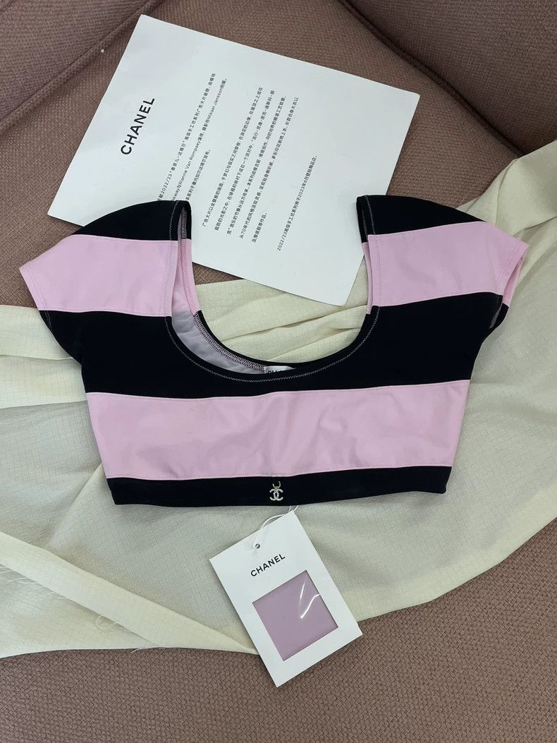 Chanel Chanel Coco Beach Pink Black Striped Top Size US XS / EU 42 / 0 - 1 Thumbnail