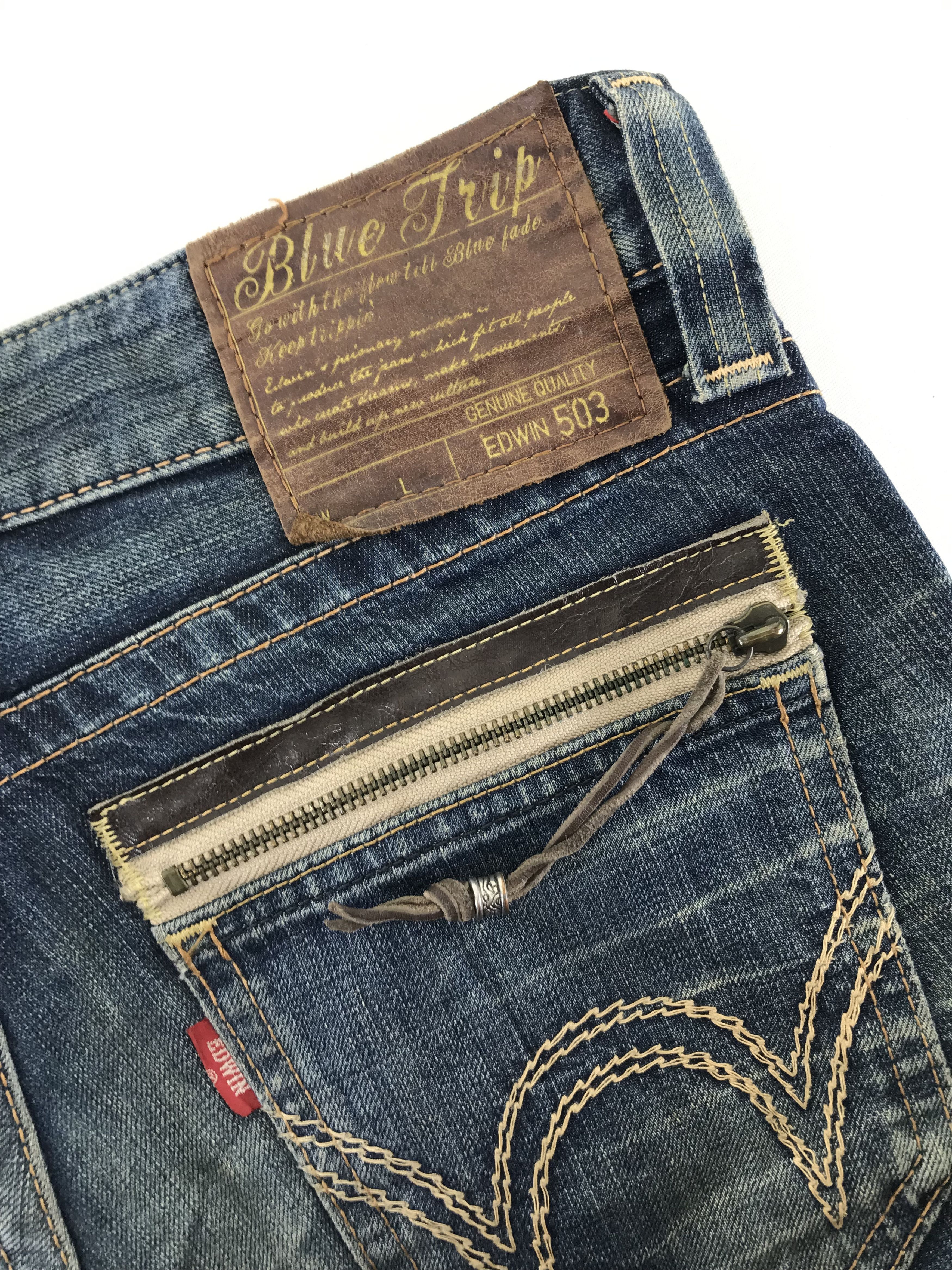 Edwin Vintage Edwin 503 Blue Trip Jeans Size US 31 - 11 Thumbnail