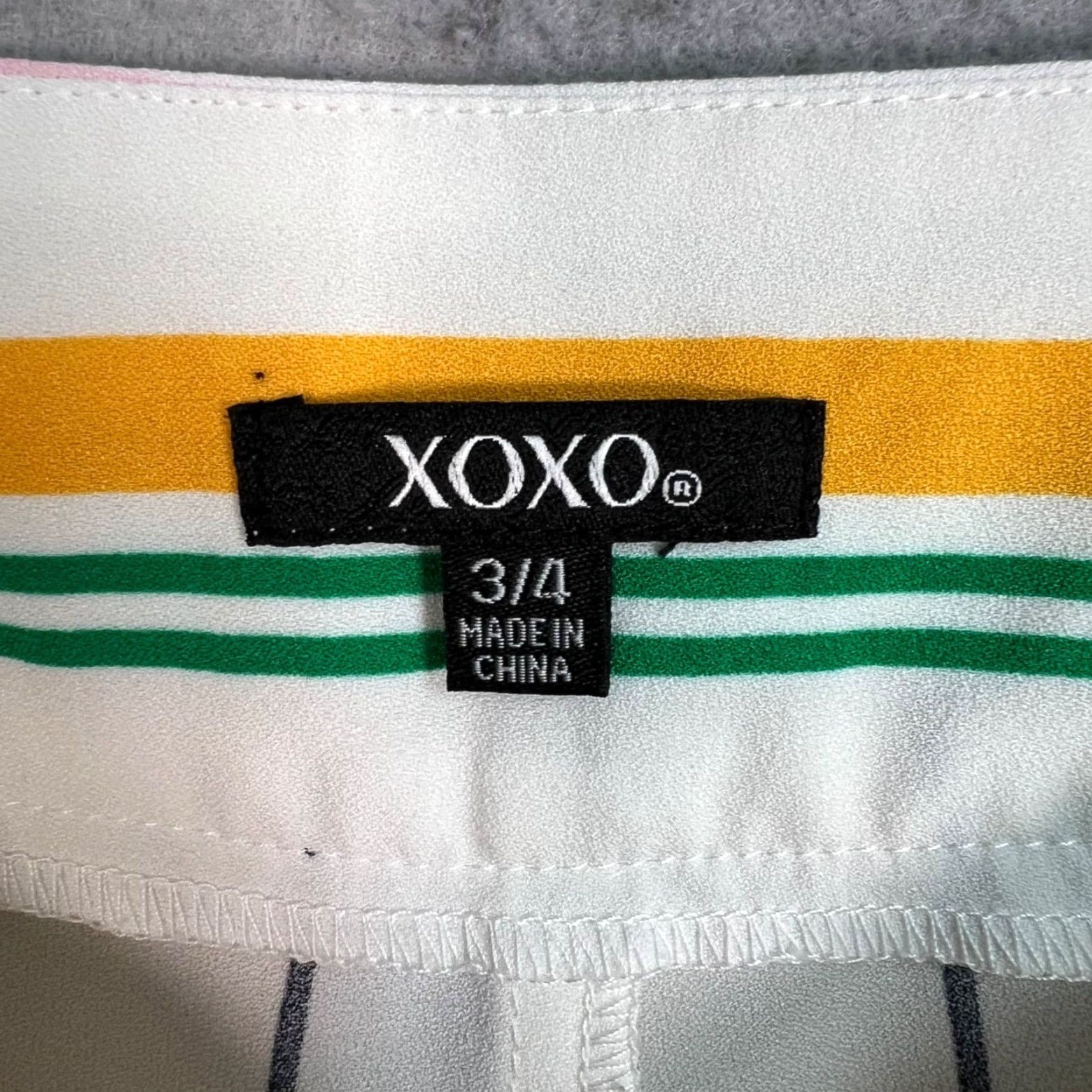 XOXO VINTAGE XOXO Womens Striped Wide-Leg Pants Size 3 / 4 White Polyester & Spandex Size 26" / US 2 / IT 38 - 3 Thumbnail