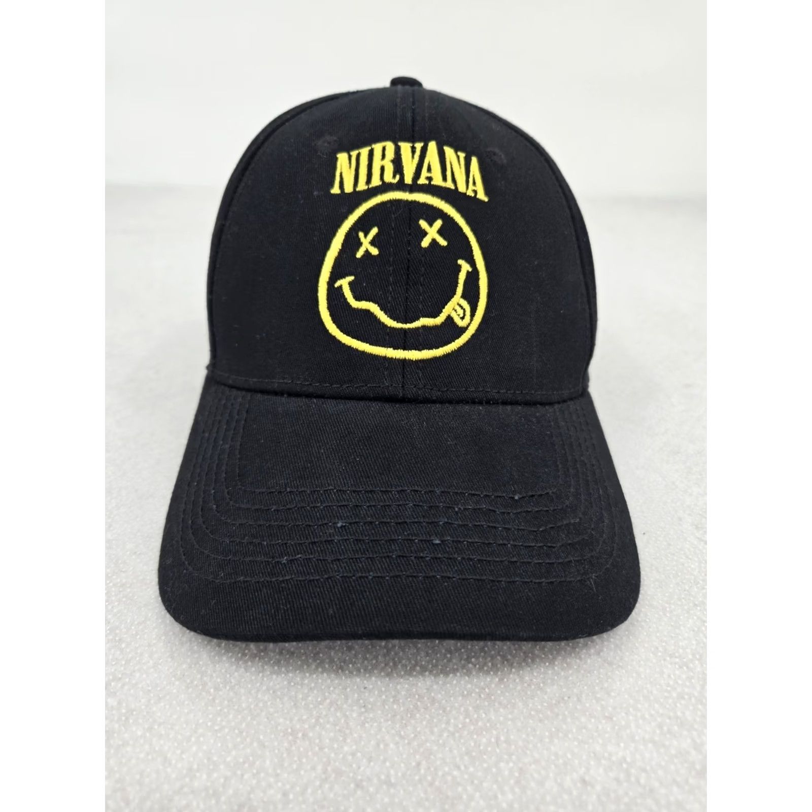 Vintage Nirvana Adjustable Hat Black Smiley Face Embroidered Baseball Rock Men Adjustable Baseball Cap Size ONE SIZE - 2 Thumbnail