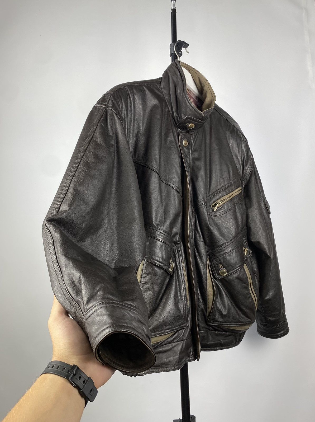 Vintage Vintage Leather Jacket Genuine Leahter bomber Moto Oldmoney Size US L / EU 52-54 / 3 - 2 Thumbnail