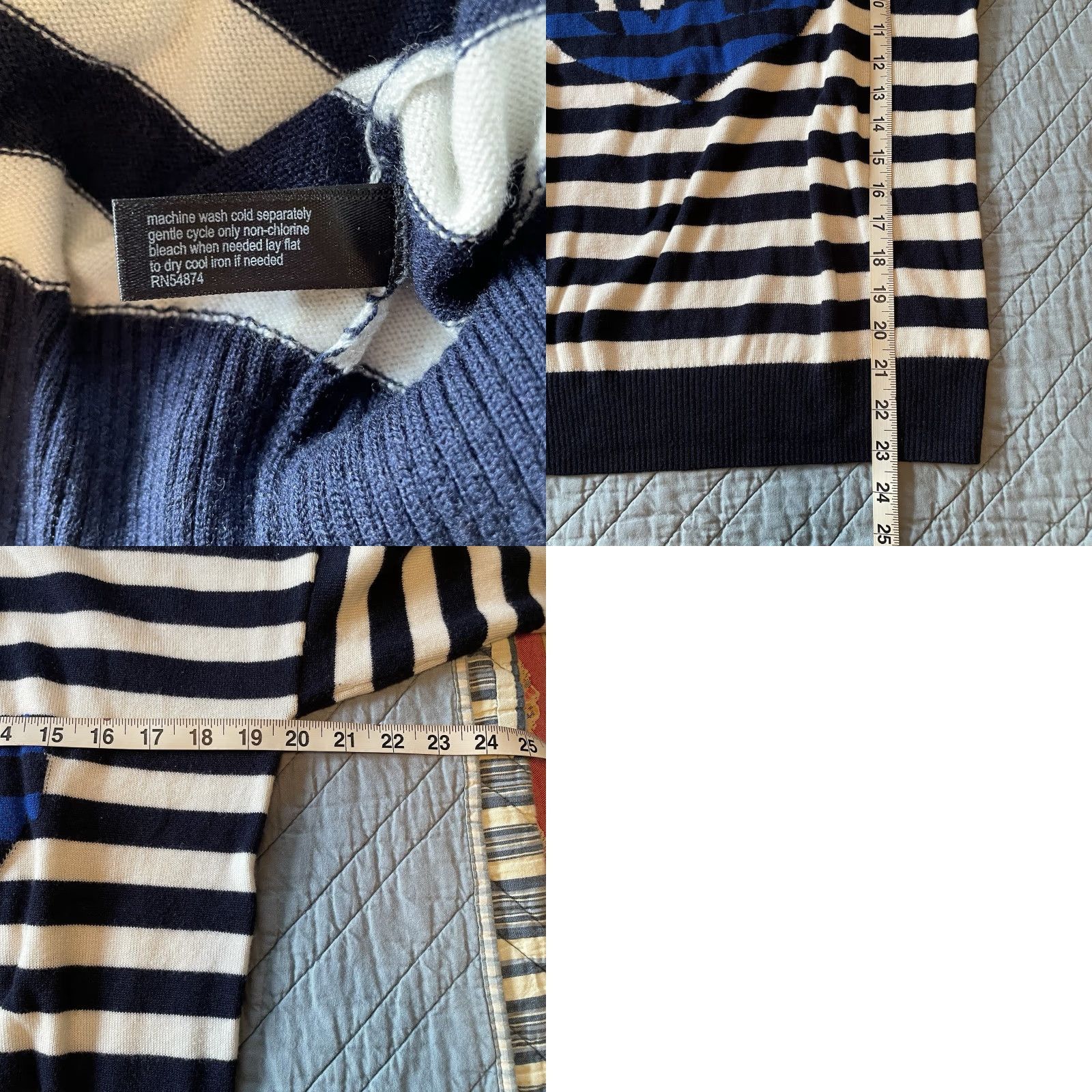 Vintage The Limited Sweater Women’s Sz M Striped Nautical Navy Blue Anchor Pullover Soft Size M / US 6-8 / IT 42-44 - 8 Thumbnail