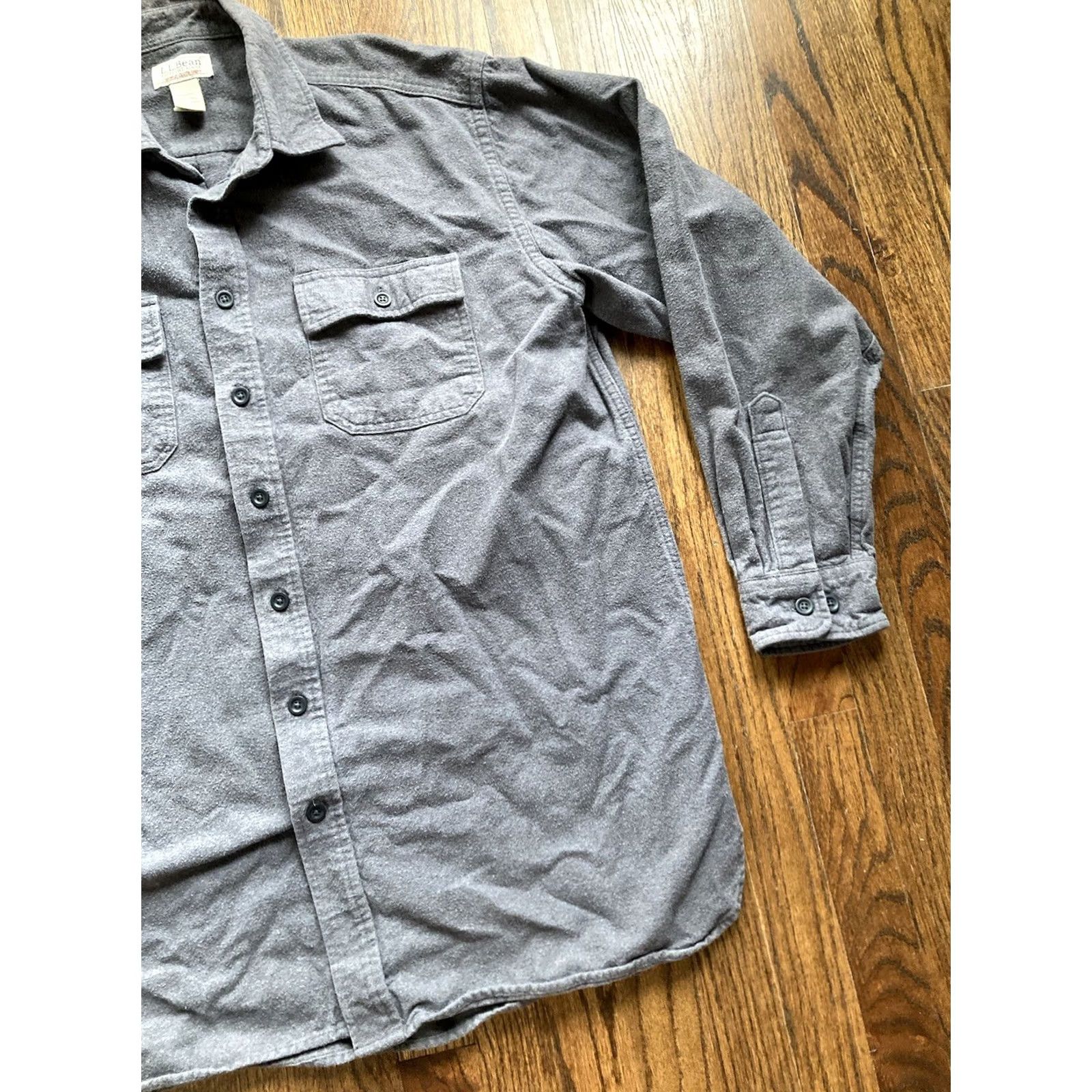Vintage L.L. Bean Shirt Mens XL Tall Gray Flannel Long Sleeve Heavyweight Button-Up Casual Outdoor Size US XL / EU 56 / 4 - 3 Thumbnail
