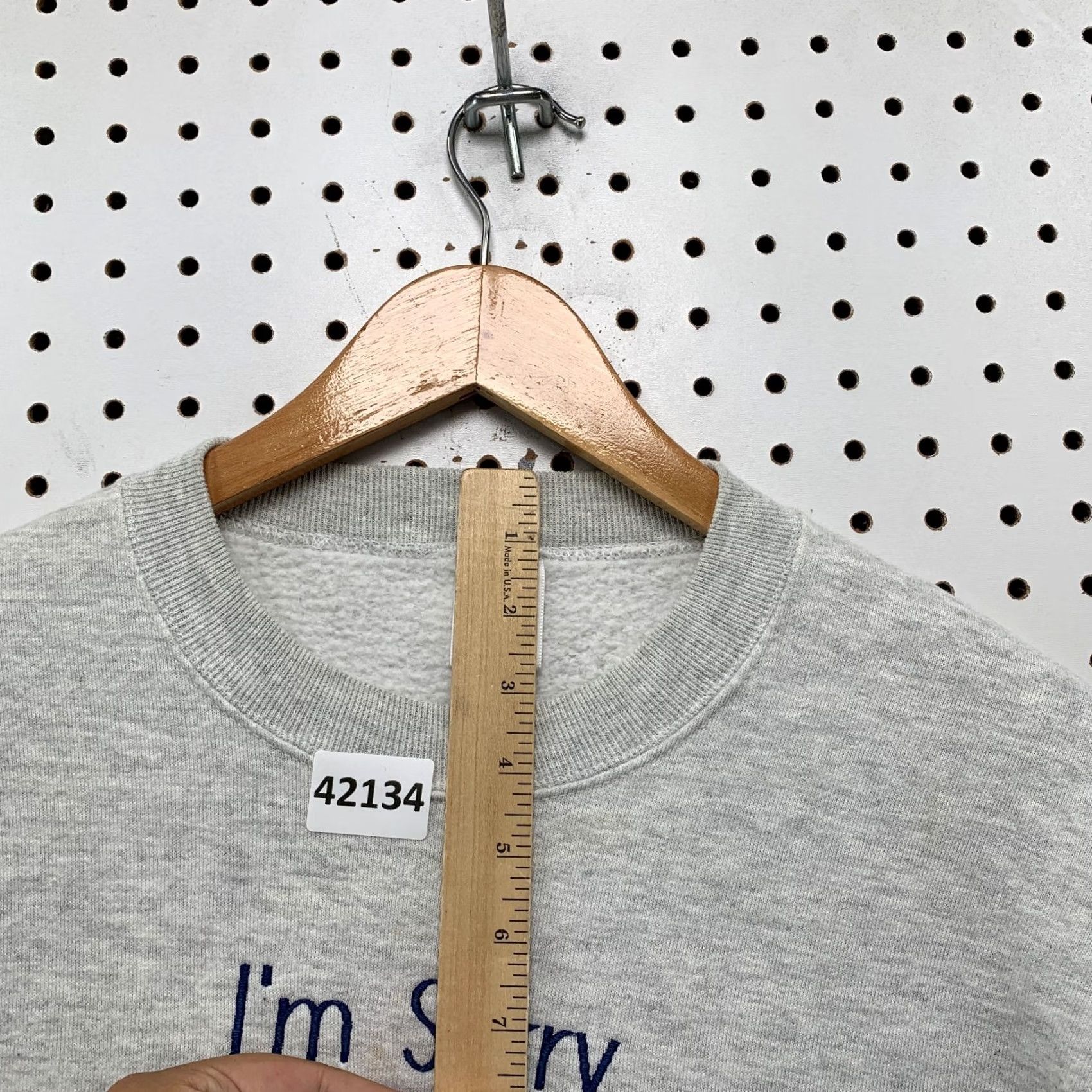 Jerzees Vintage Funny Crewneck Sweatshirt Mens Medium Gray Sorry Senator Recollection 21x26 Size US M / EU 48-50 / 2 - 7 Thumbnail