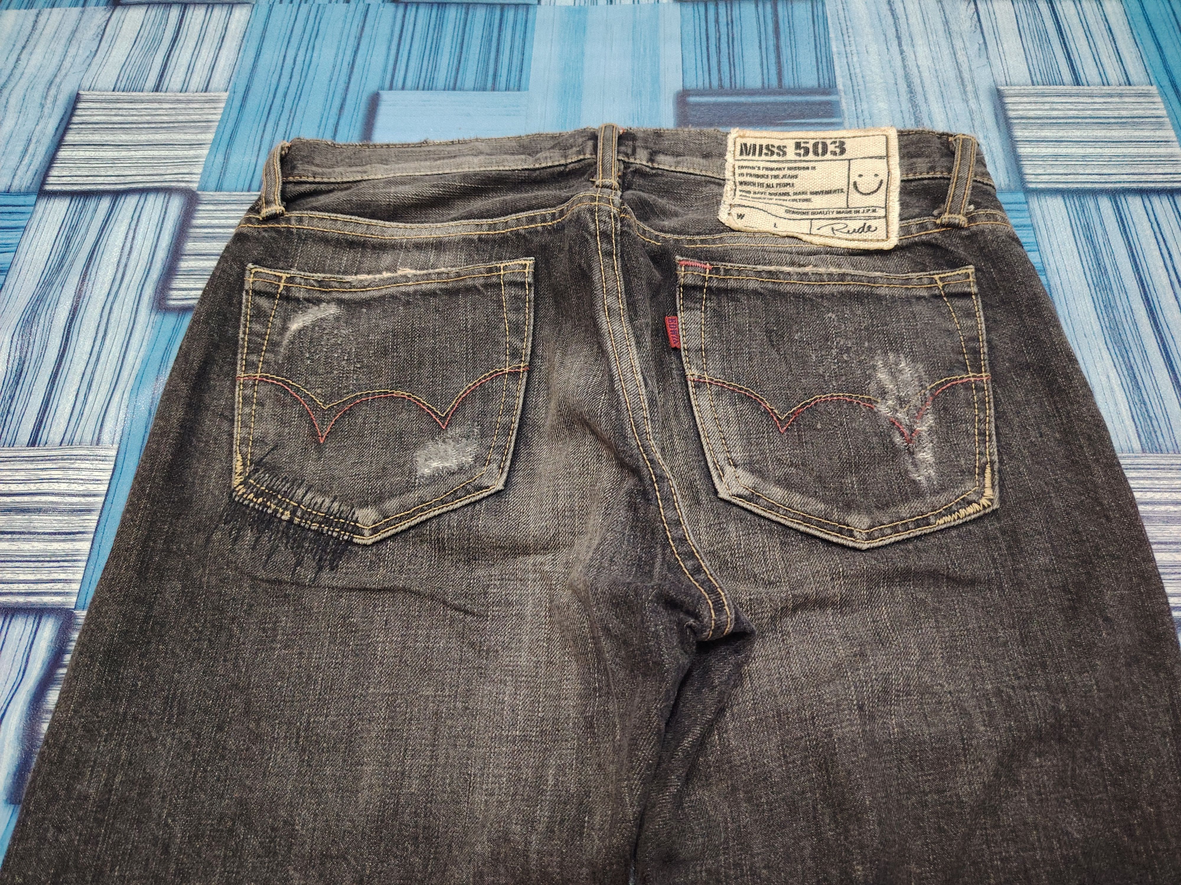 Edwin Japanese Edwin Ripped Flared Jeans I6W9 Style Size US 29 - 16 Thumbnail