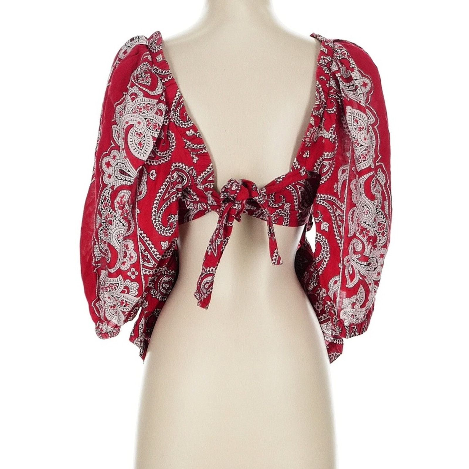 Sea New York Sea New York Red Theodora Paisley Blouse with Lace Detail Size M / US 6-8 / IT 42-44 - 6 Thumbnail