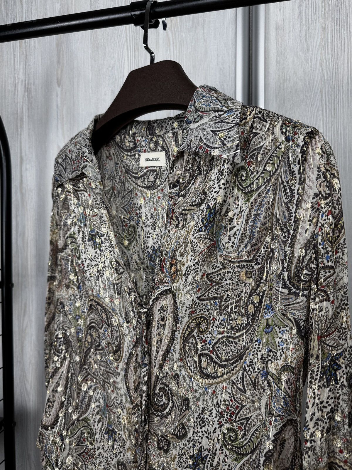 Zadig & Voltaire Zadig & Voltaire Tilan Lurex Peacoc Glitter Shirt Blouse Size S / US 4 / IT 40 - 7 Thumbnail
