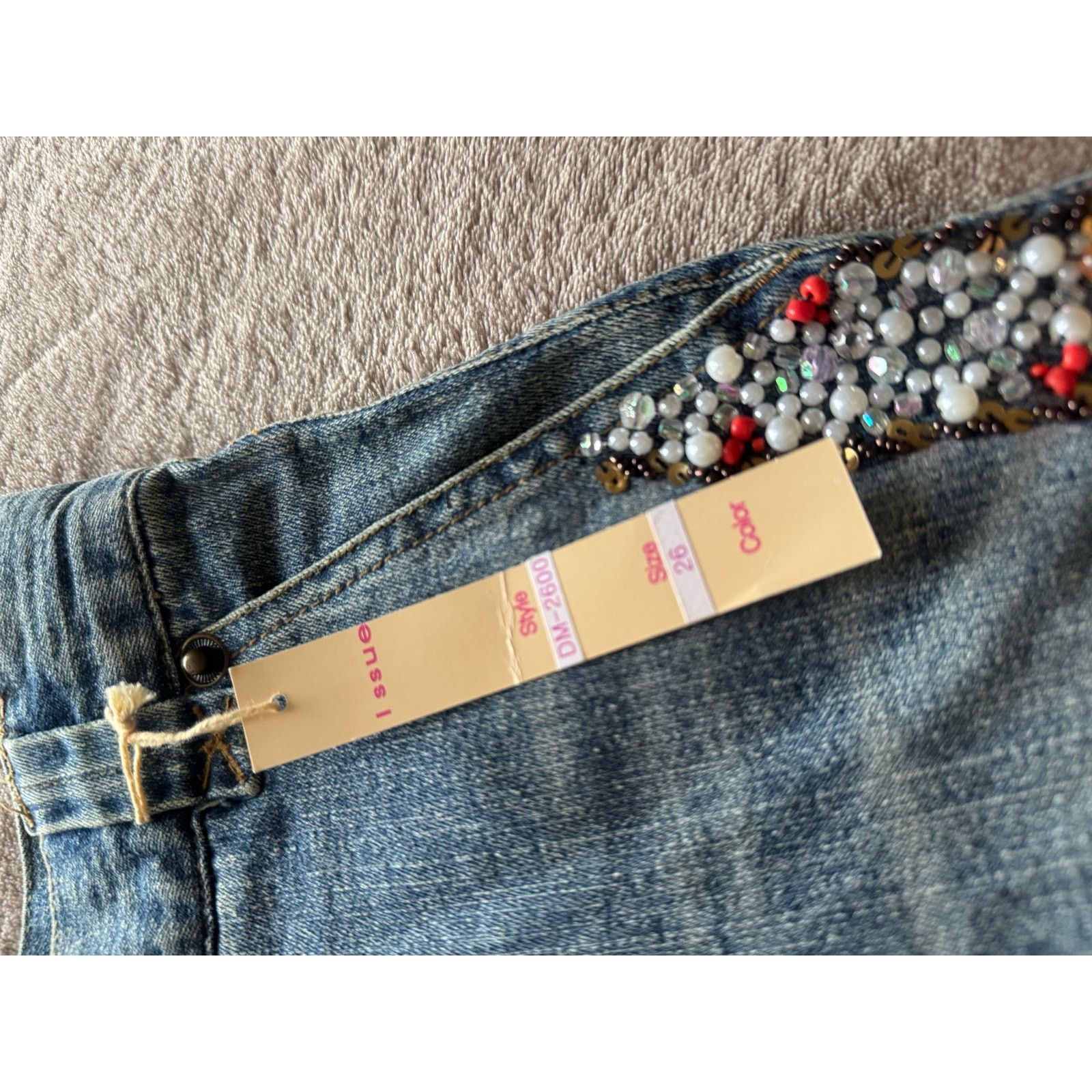 Natural Issue Issue Jeans | Beaded Side Stripe Straight Leg | Boho Denim Size 26" / US 2 / IT 38 - 3 Thumbnail