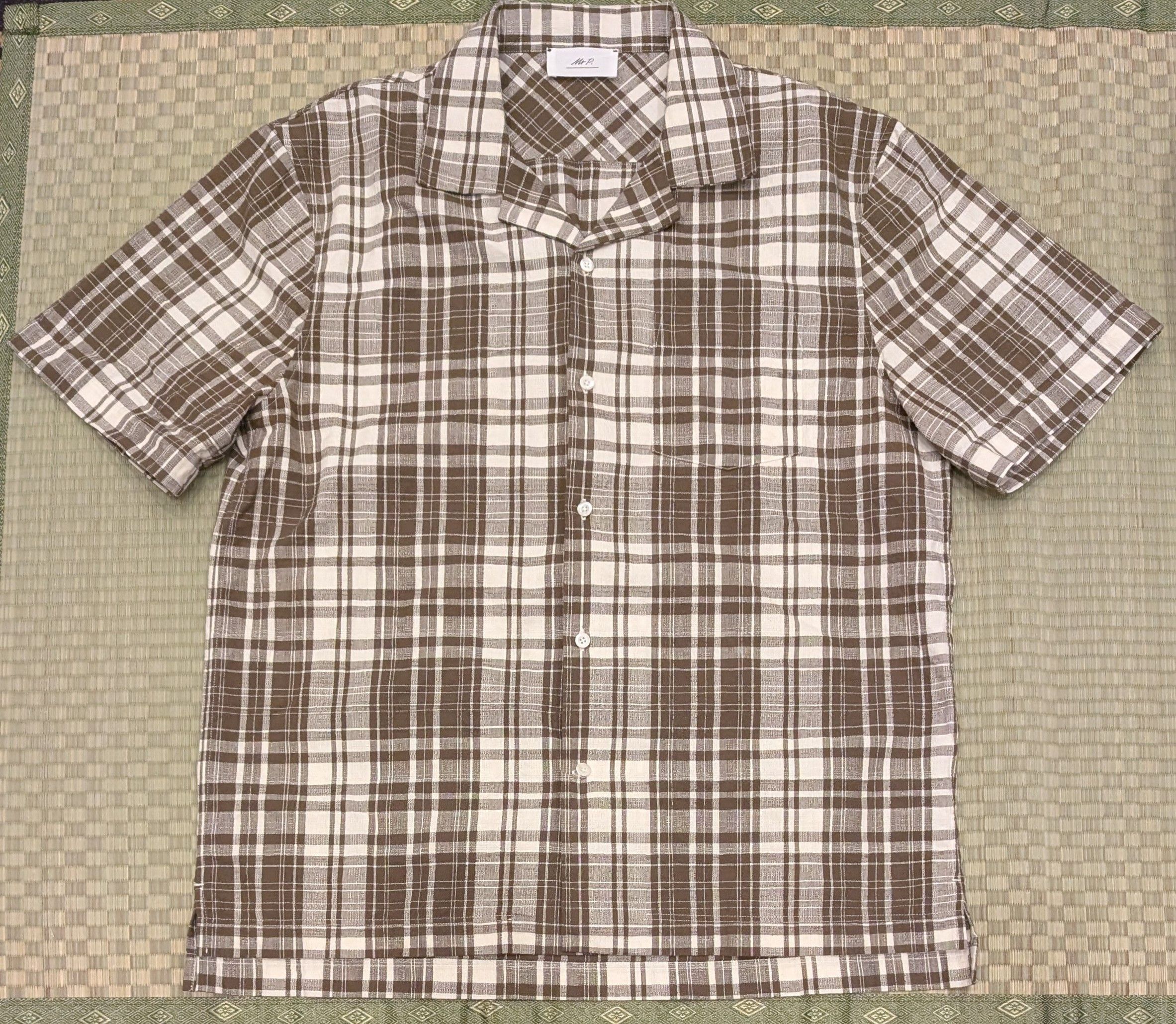 Mr P. Mr. P Camp Collar Checked Textured Cotton Shirt Size US XL / EU 56 / 4 - 1 Thumbnail