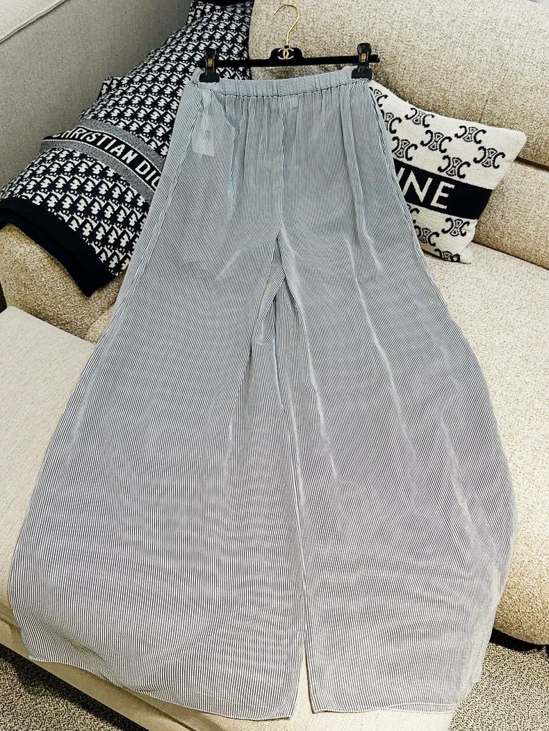 Chanel Chanel 22S Black White Stripe Silk Pants - dmc Size US 30 / EU 46 - 1 Thumbnail