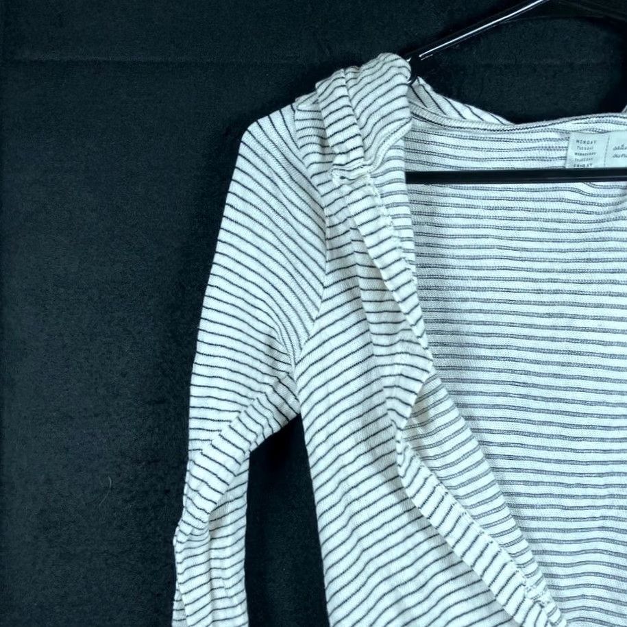 Anthropologie Saturday Sunday Women Cardigan Cream Black 3/4 Sleeve Waterfall Hooded S Sweater Women Size S / US 4 / IT 40 - 4 Thumbnail