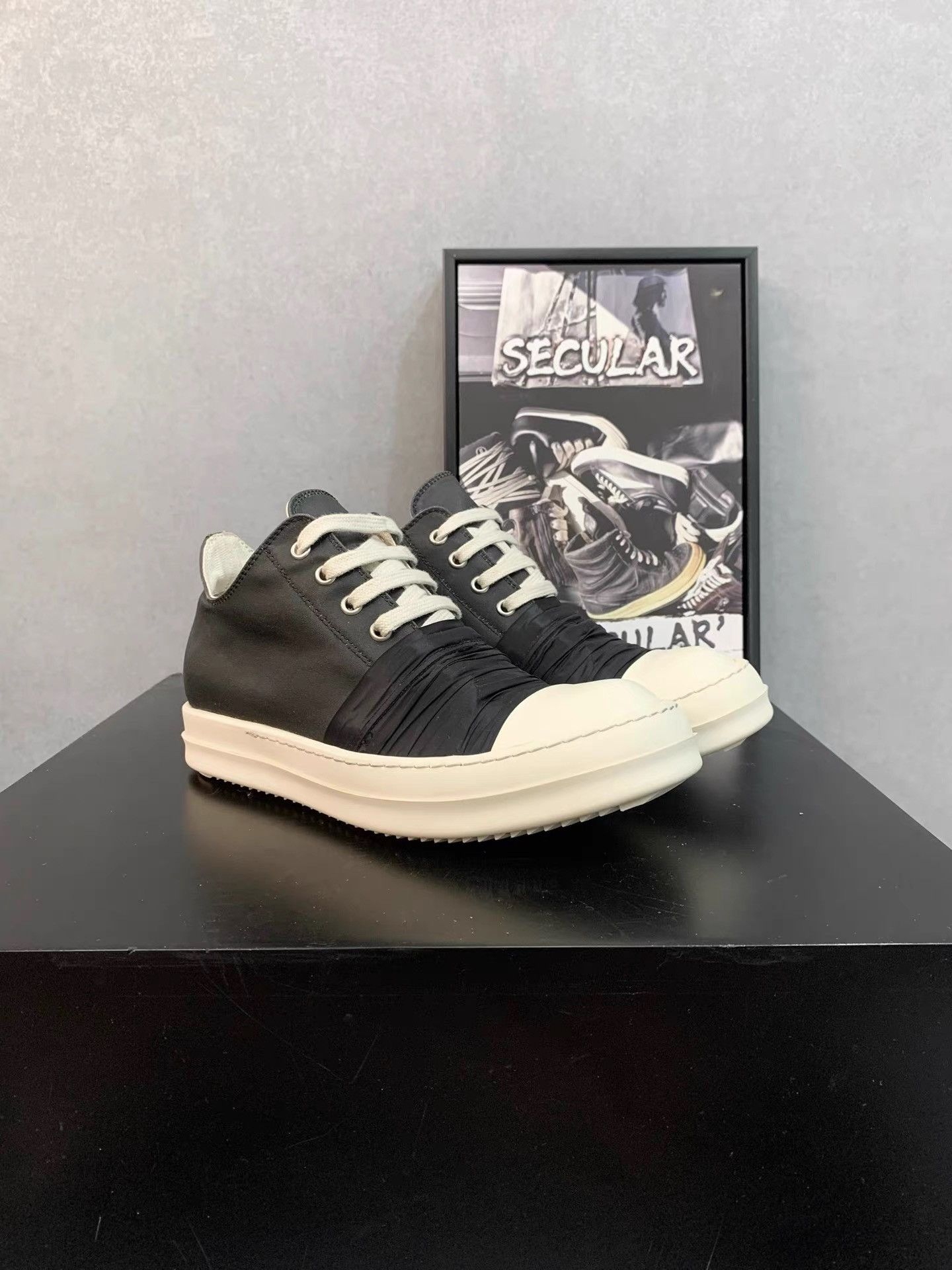 Rick Owens Rick Owens Black Silk Ramones K34 Size US 7.5 / IT 37.5 - 3 Thumbnail