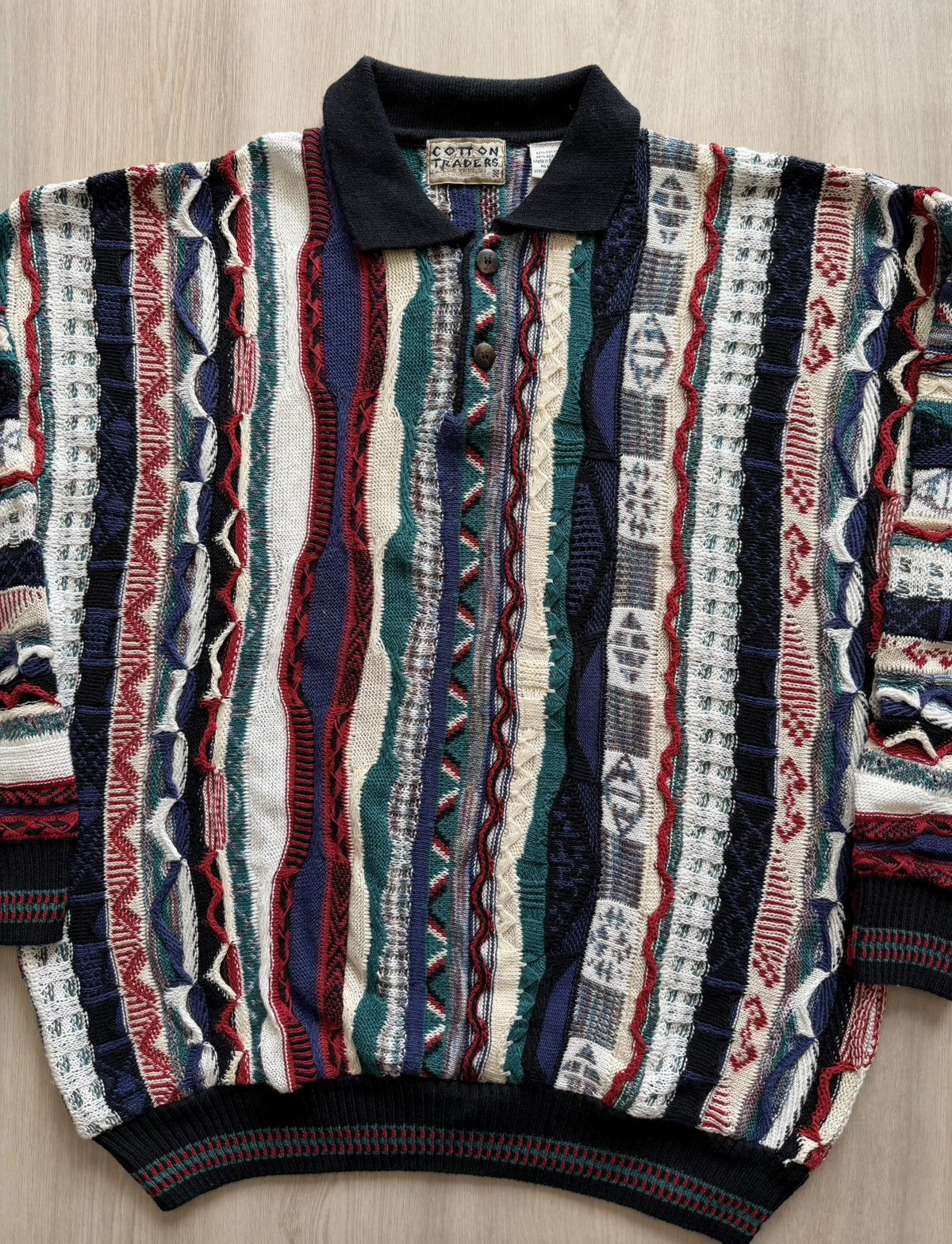 Vintage Vintage Cotton Traders Coogi Style 3D Knit Collared Sz L Size US L / EU 52-54 / 3 - 2 Thumbnail