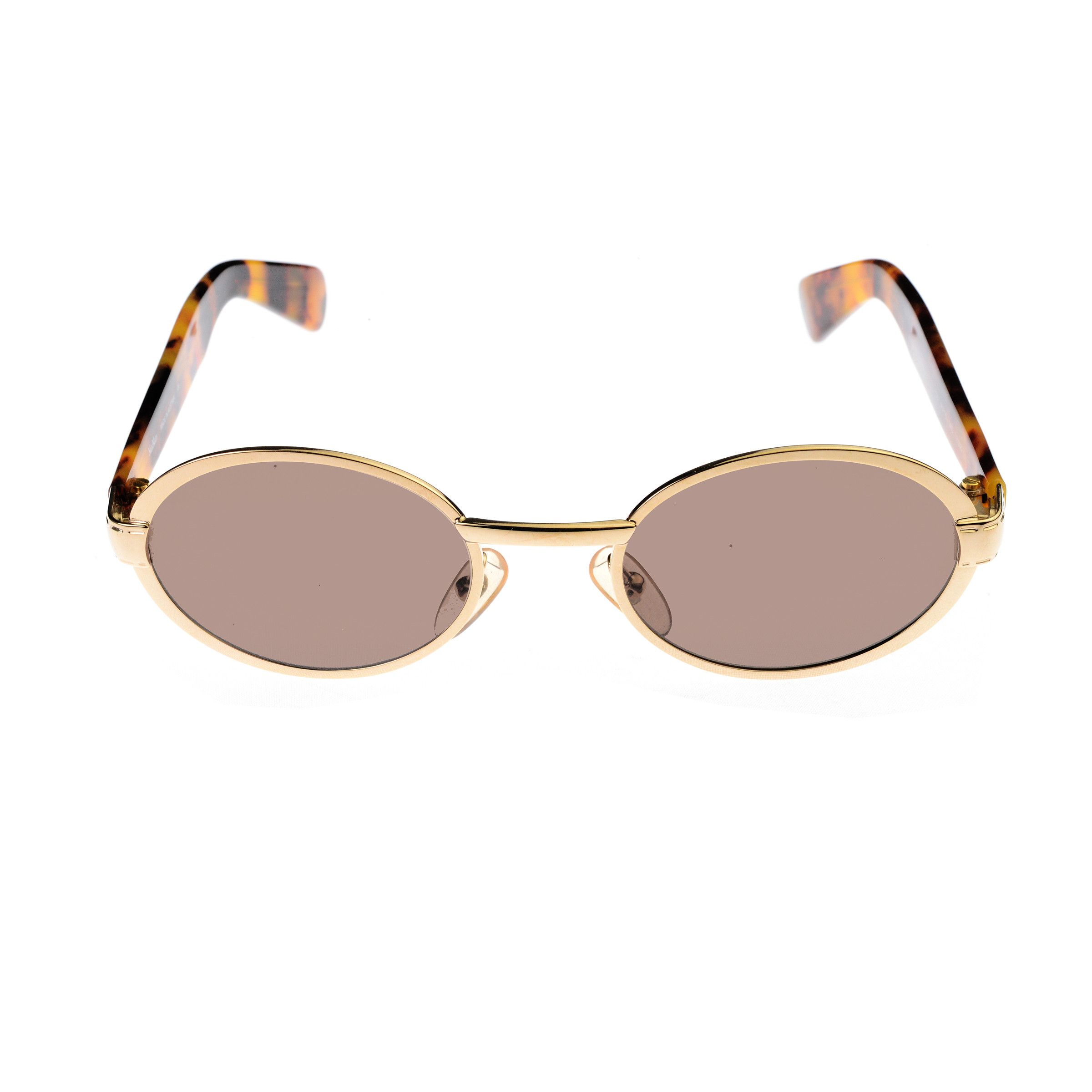 Max Mara Max Mara '90s Havana Gold Oval Sunglasses Size ONE SIZE - 1 Thumbnail