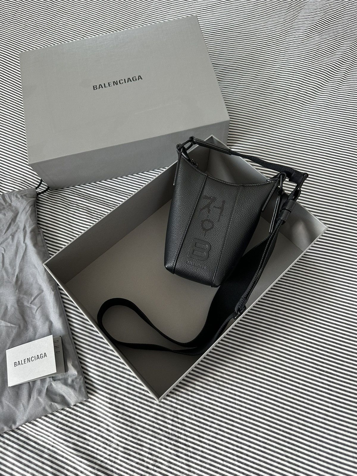 SS19 Graffiti Black Leather Hourglass Crossbody Bag