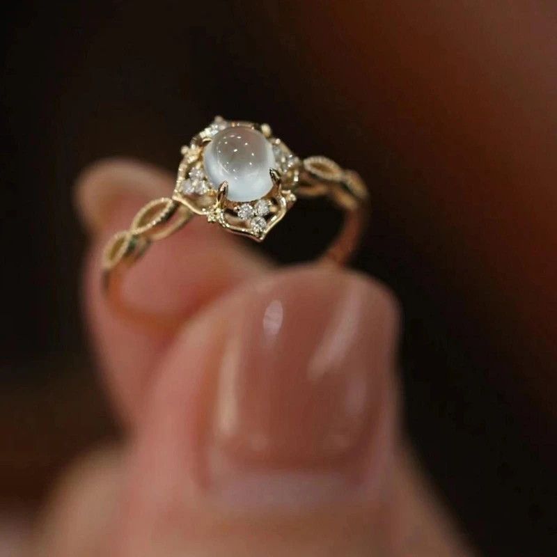 Jewelry Natural Moonstone Cats Eyes Ring Size ONE SIZE - 2 Thumbnail
