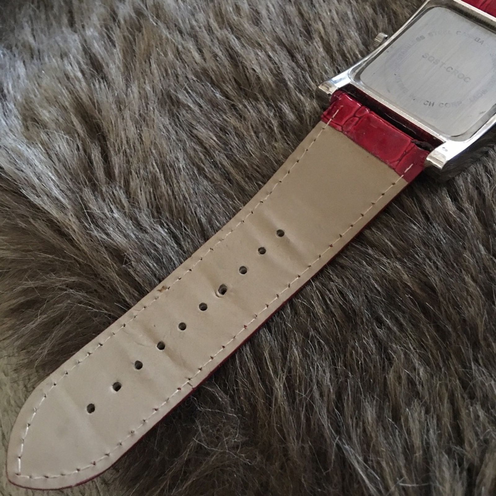 Avenue Ladies Avenue red croc embossed rhinestone watch Size ONE SIZE - 9 Thumbnail