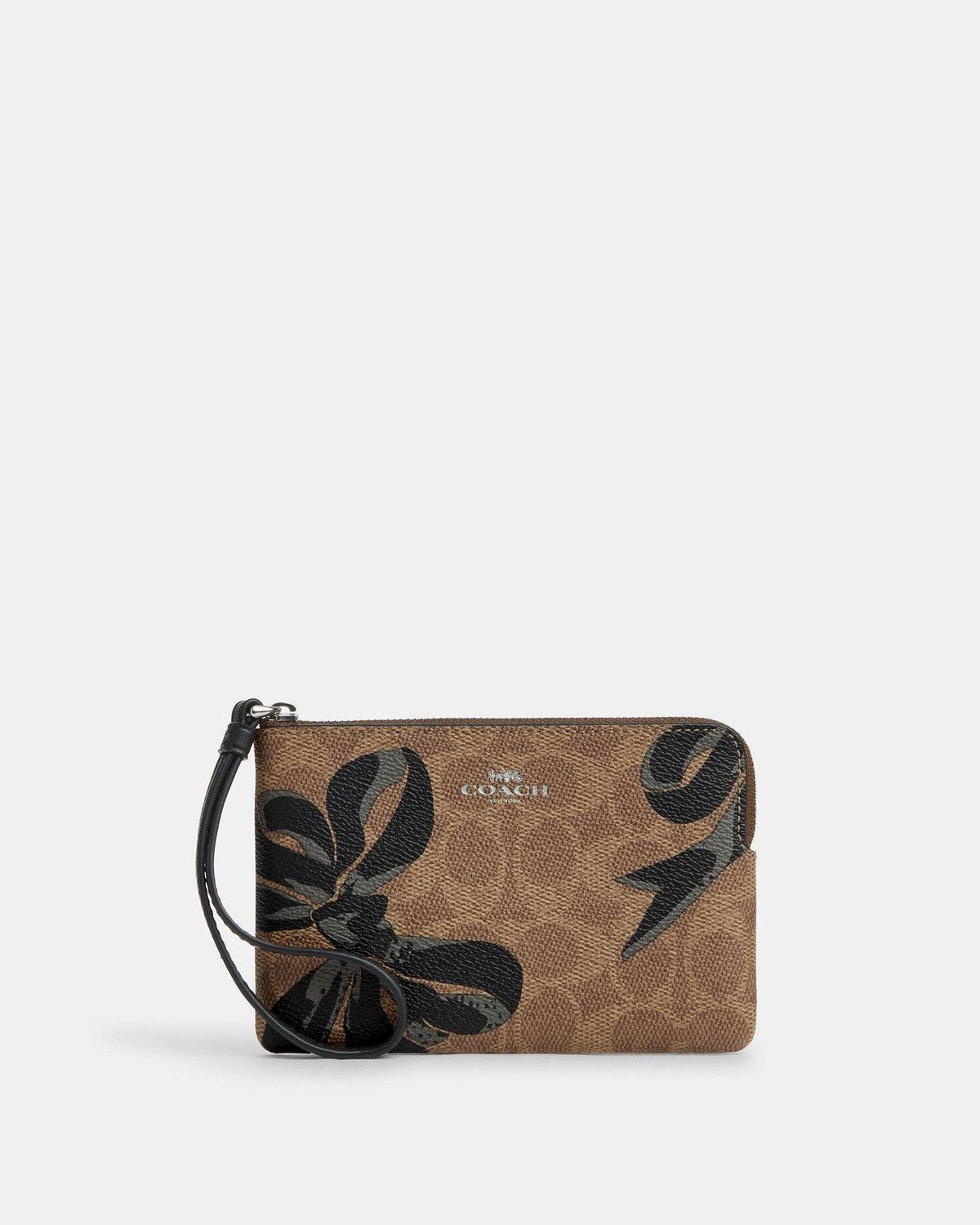 Coach NWT Corner Zip Wristlet In Signature Canvas With Bow Print Size ONE SIZE - 3 Thumbnail