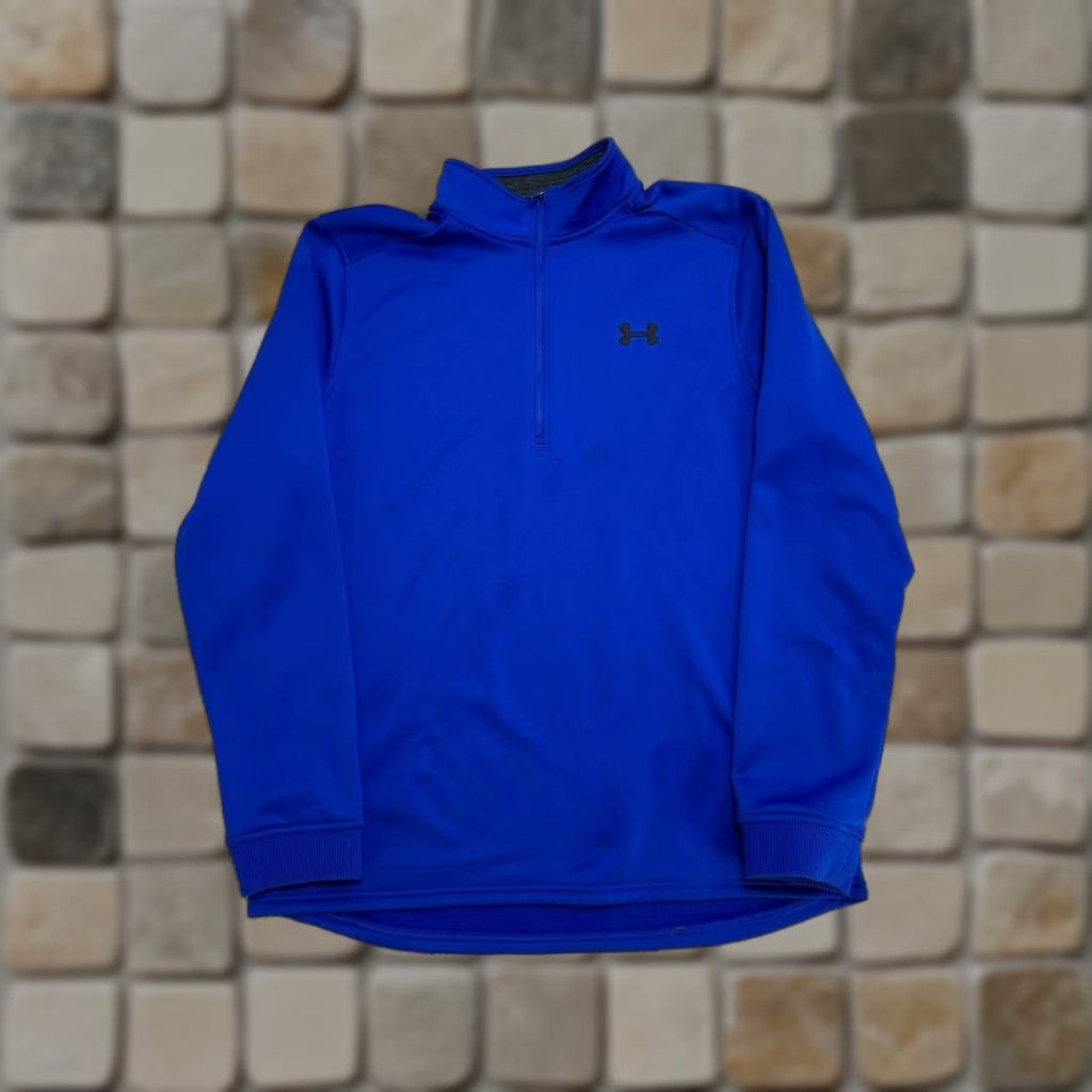 Under Armour Under Armour Sweatshirt Mens Large Blue Fleece Coldgear Loose Fit Quarter Zip Size US L / EU 52-54 / 3 - 1 Thumbnail