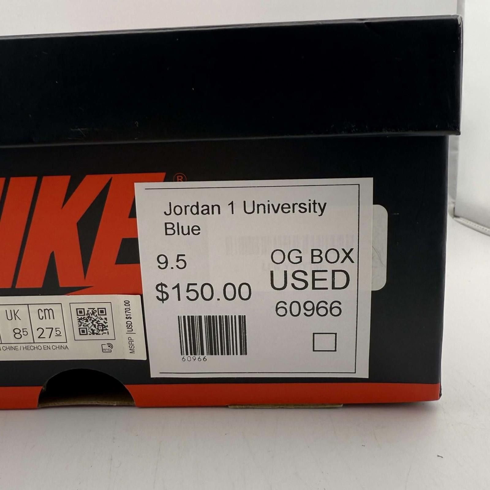 Nike og box Air Jordan 1 Retro High OG University Blue 9.5 Used Size US 9.5 / EU 42-43 - 9 Thumbnail